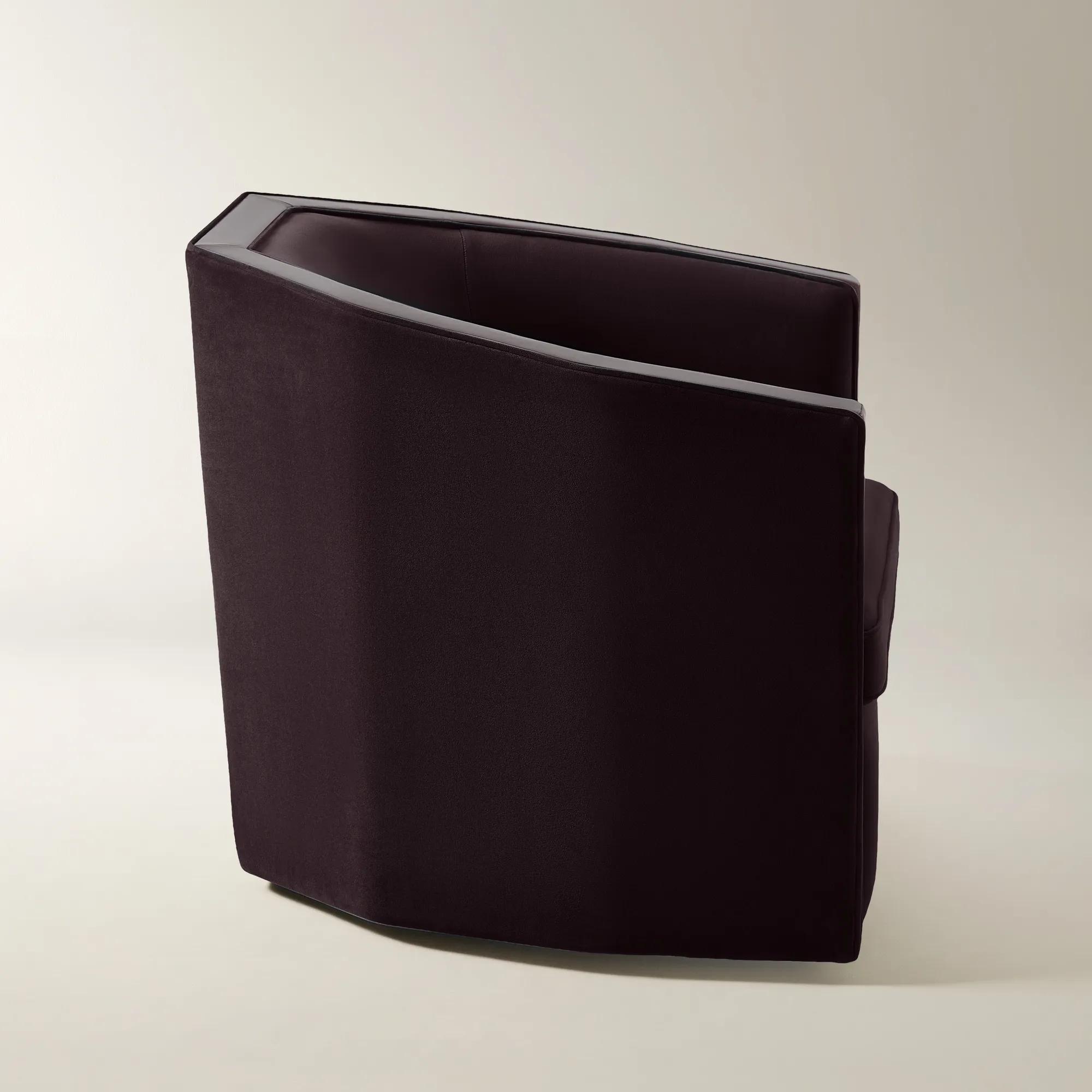 Vesper Fig Velvet With Leather Swivel Accent Chair