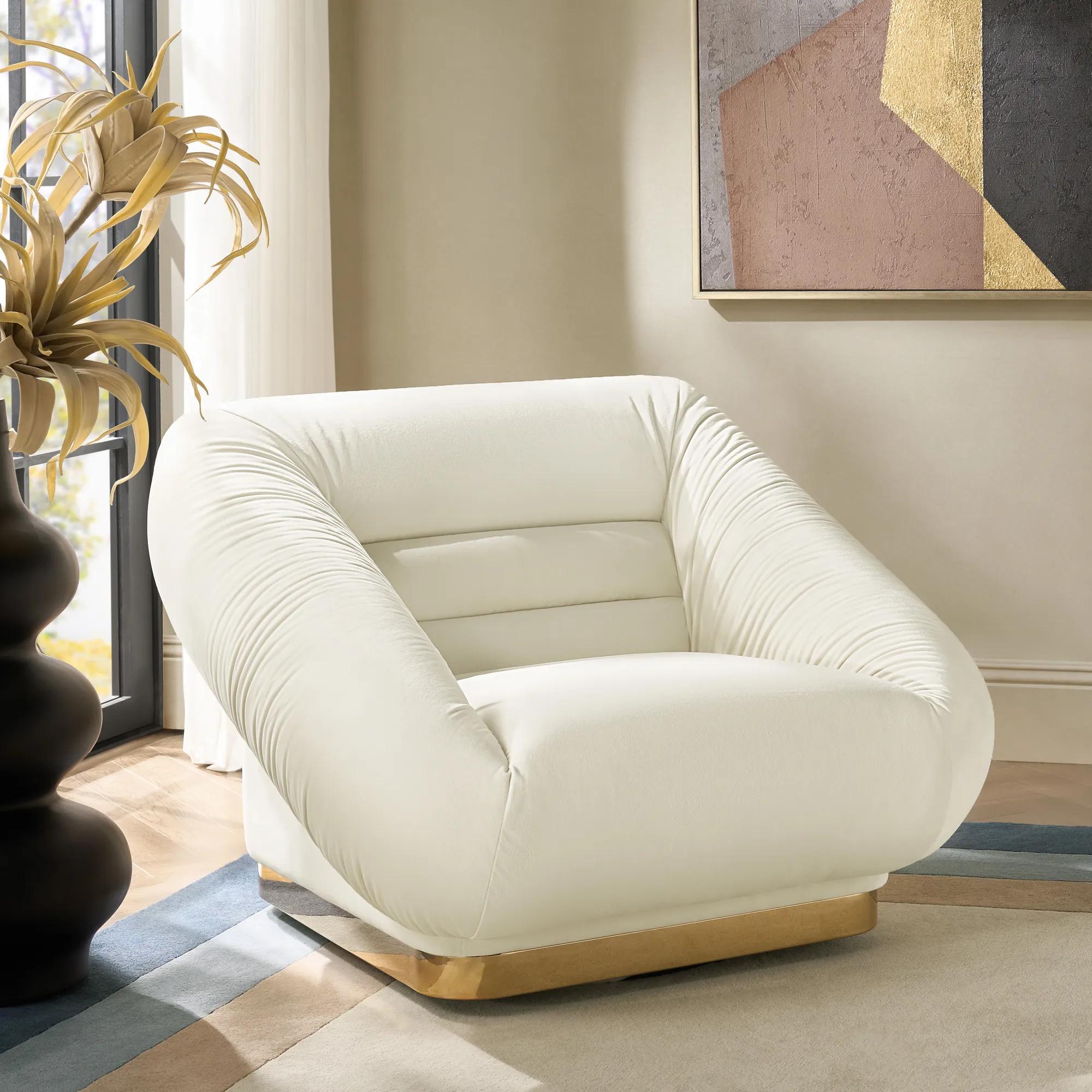 Dover Cloud Velvet Swivel Accent Chair