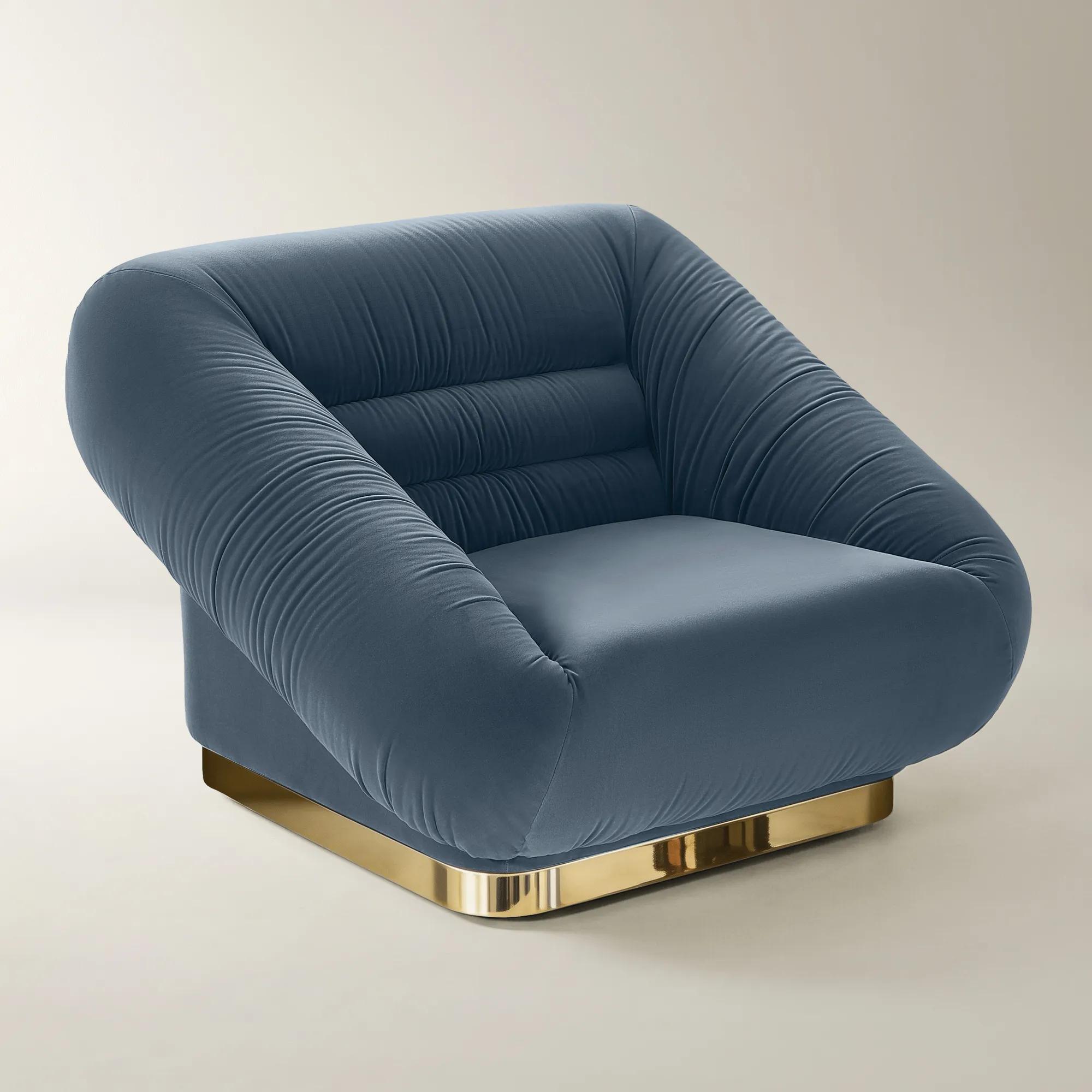 Dover Dusty Blue Velvet Swivel Accent Chair