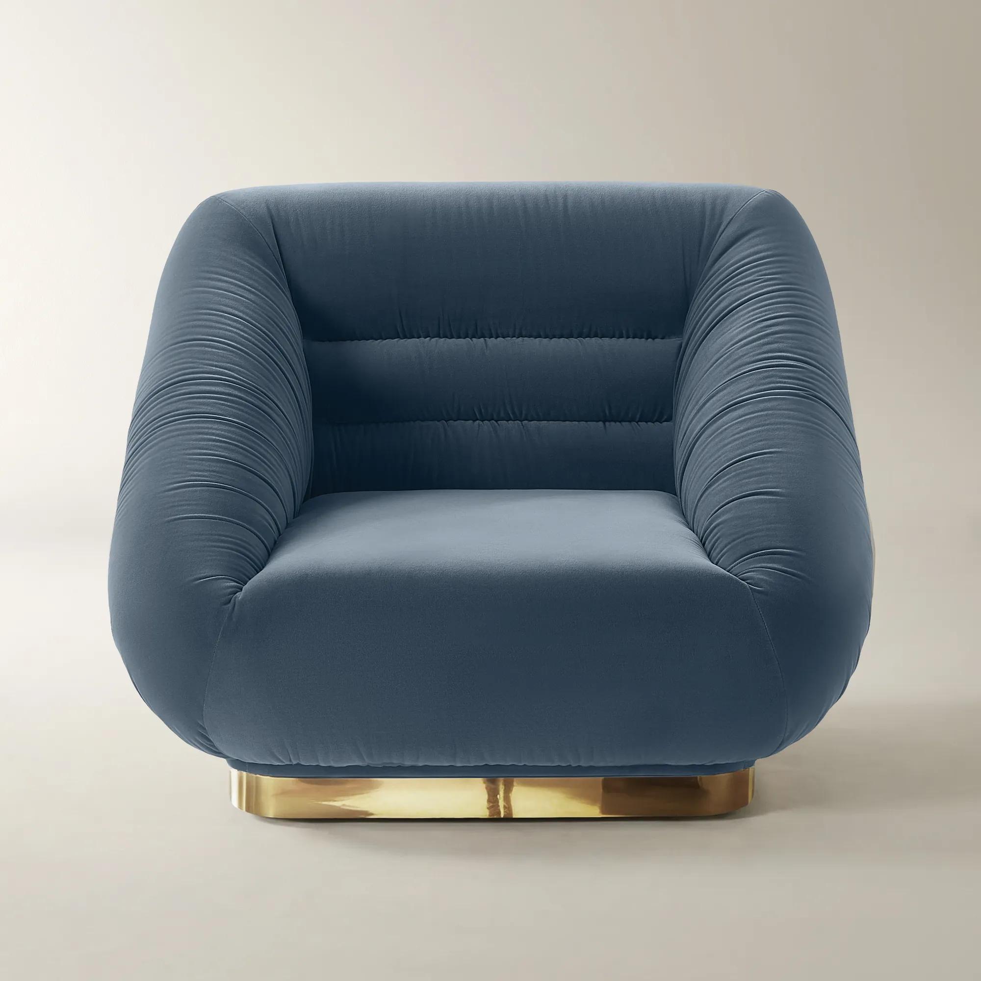 Dover Dusty Blue Velvet Swivel Accent Chair