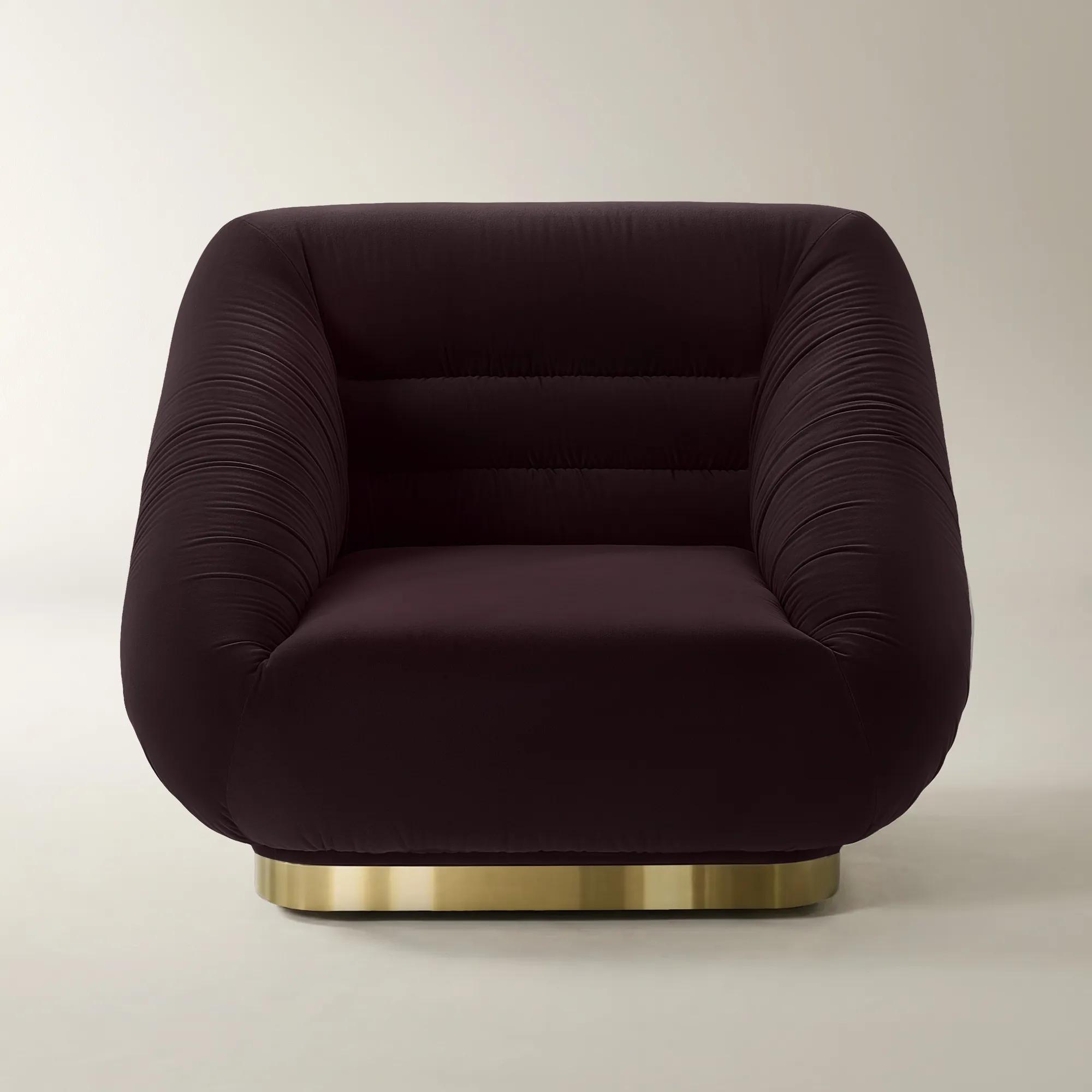 Dover Fig Velvet Swivel Accent Chair