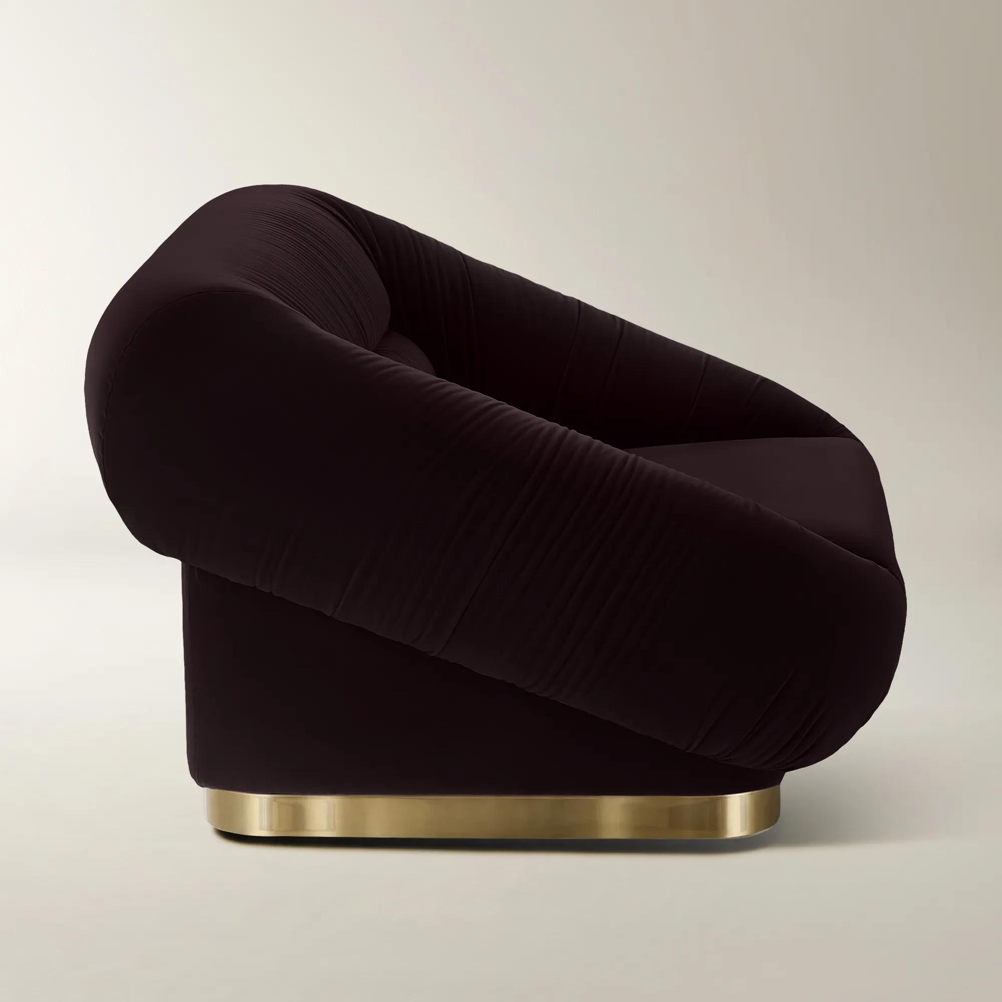 Dover Fig Velvet Swivel Accent Chair