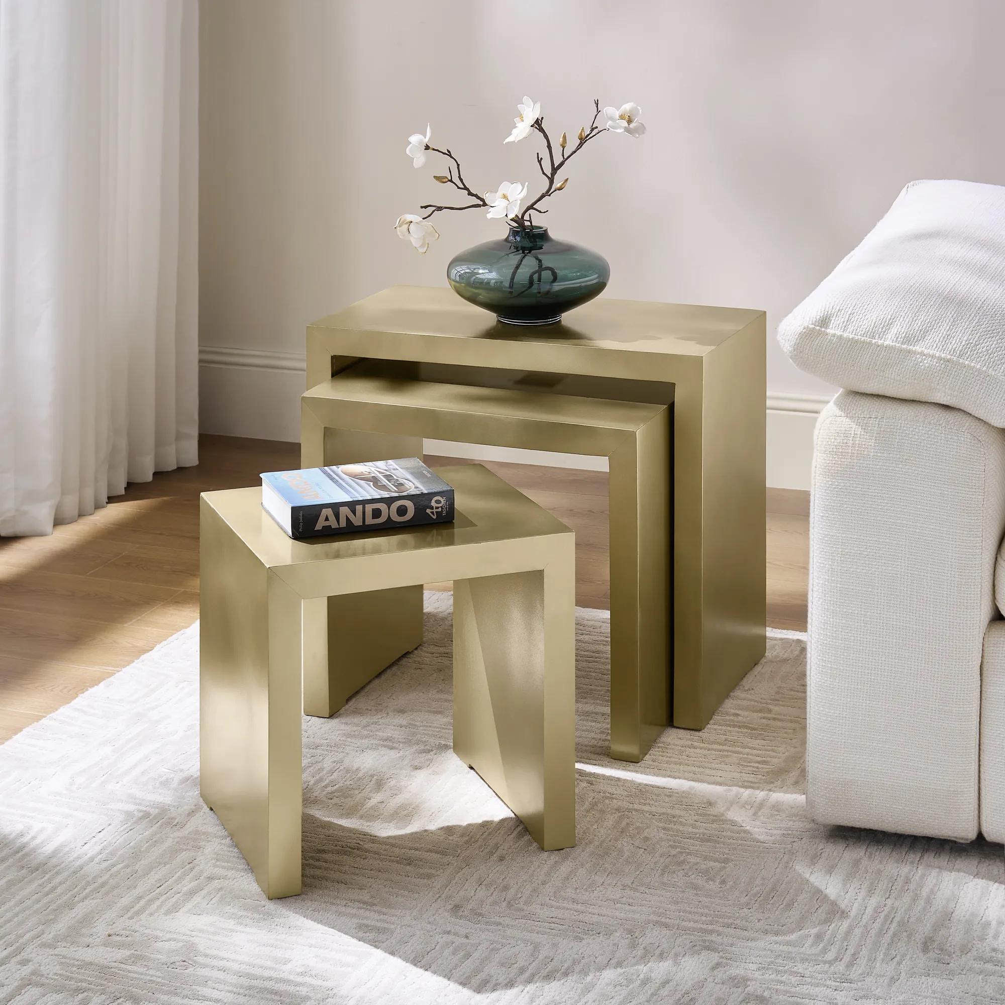 Astair Gold Nesting Tables Set of 3