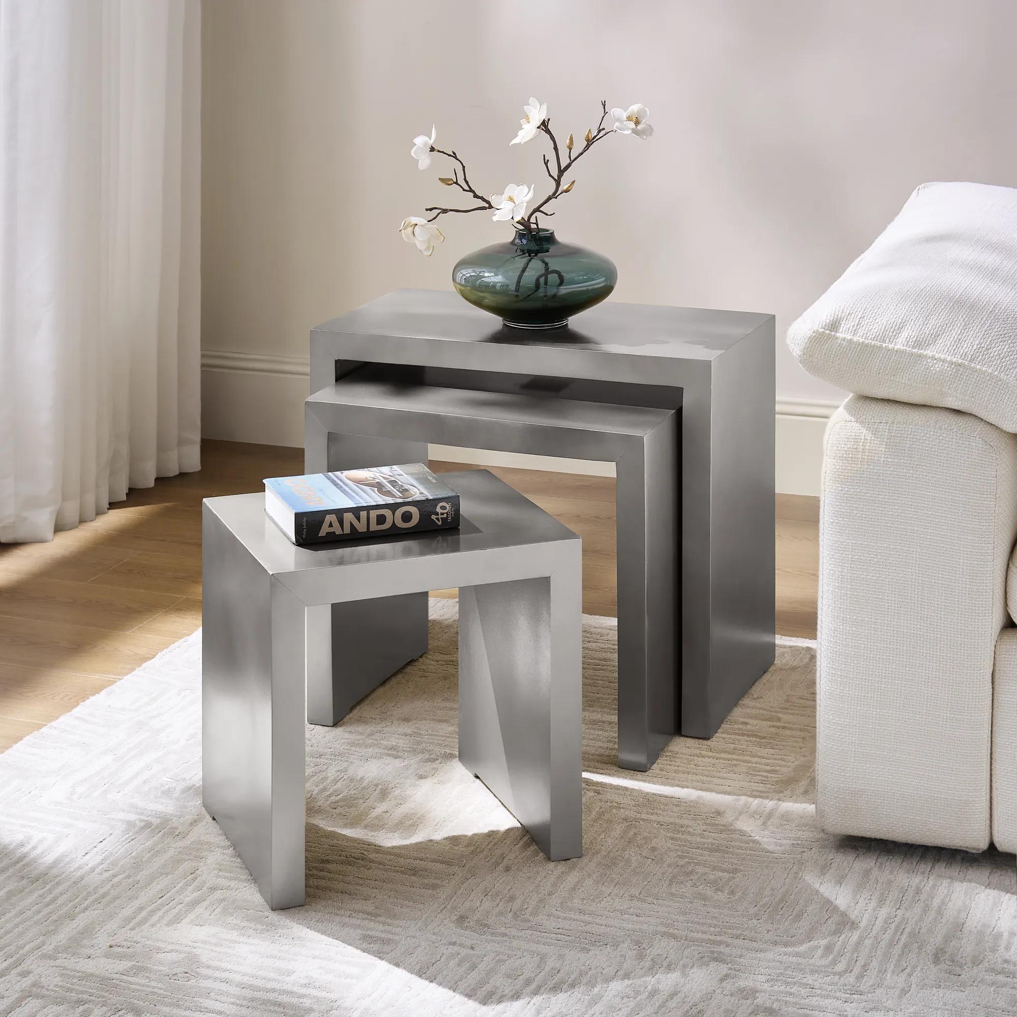 Astair Silver Nesting Tables Set of 3