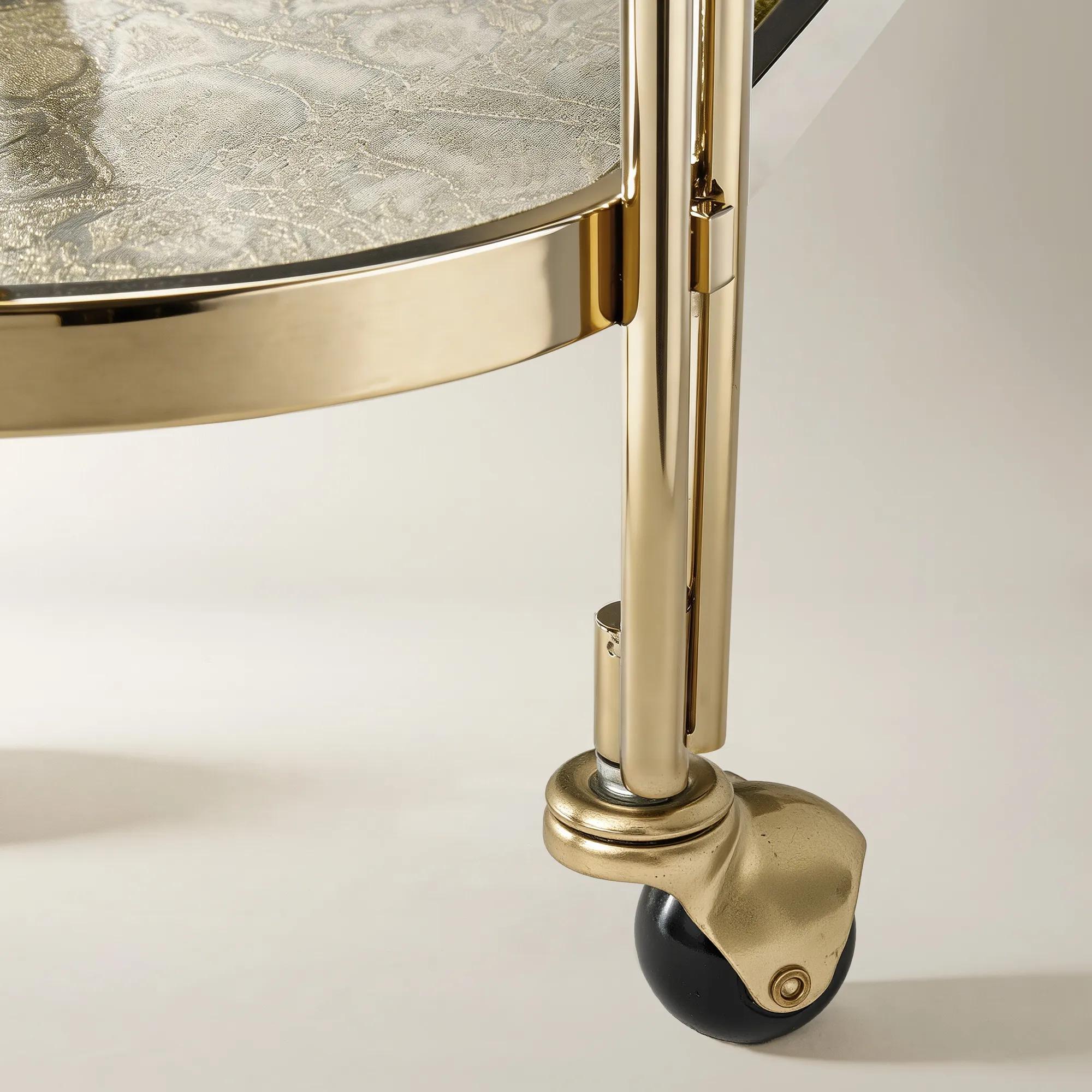 Duality Fabric- Laminated Glass 2-Tier Bar Cart （25.3"）