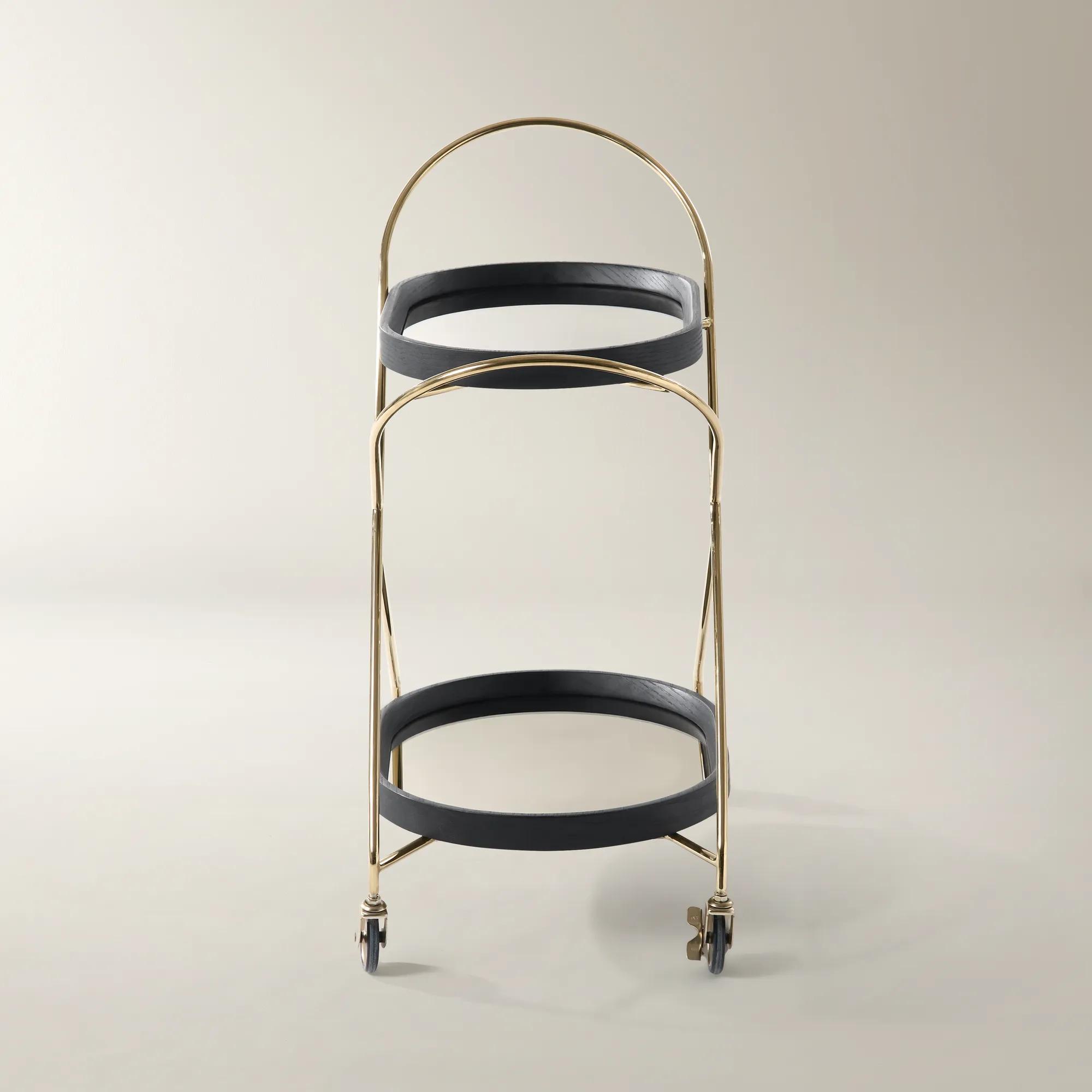 Cleo Black Oak  2-Tier Bar Cart (22.5")