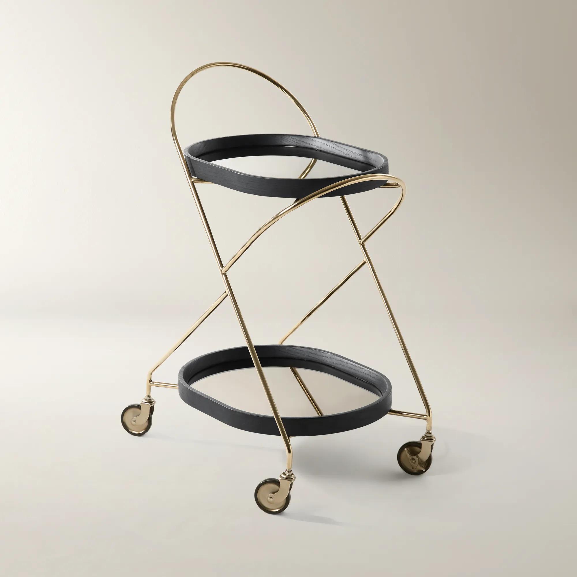Cleo Black Oak  2-Tier Bar Cart (22.5")