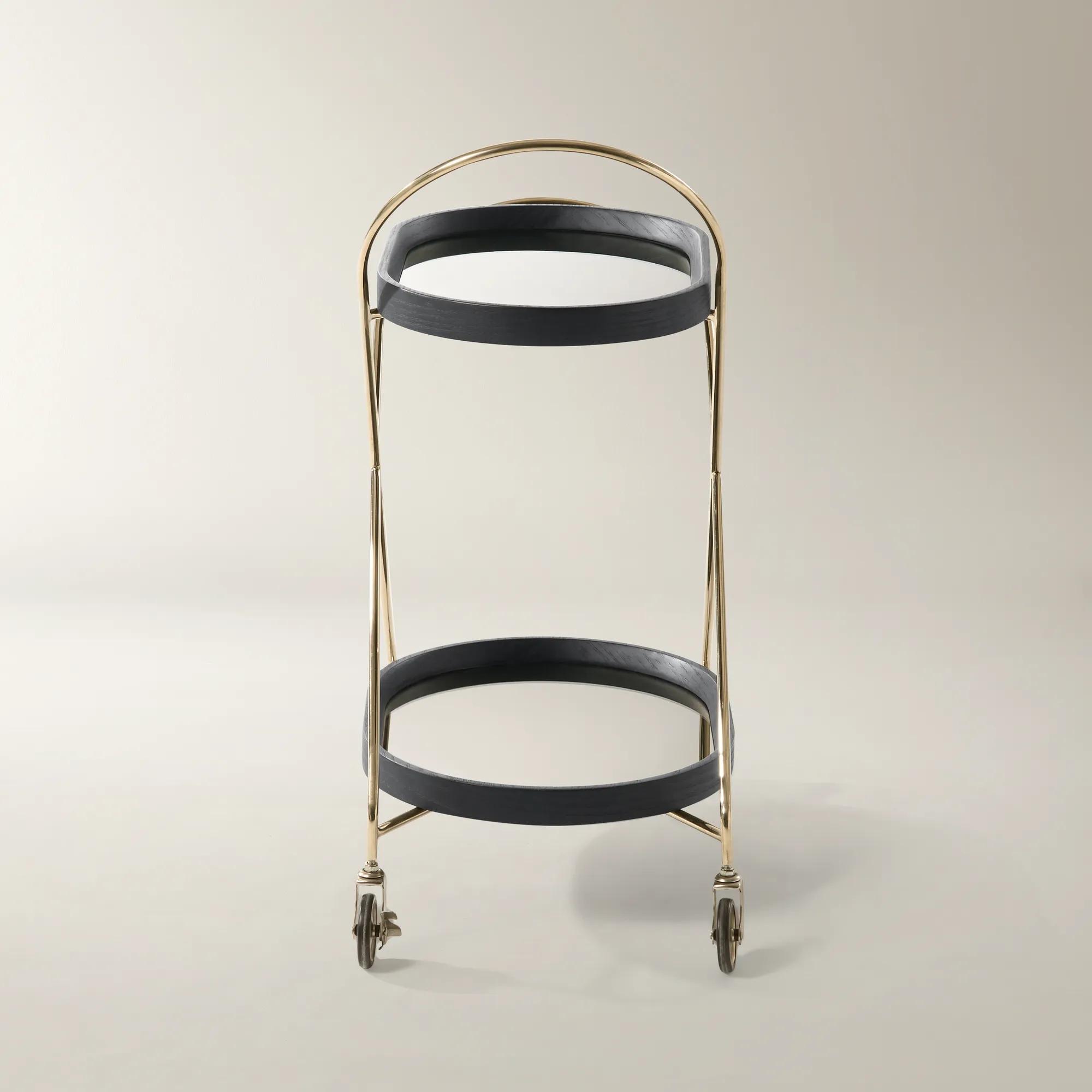 Cleo Black Oak  2-Tier Bar Cart (22.5")