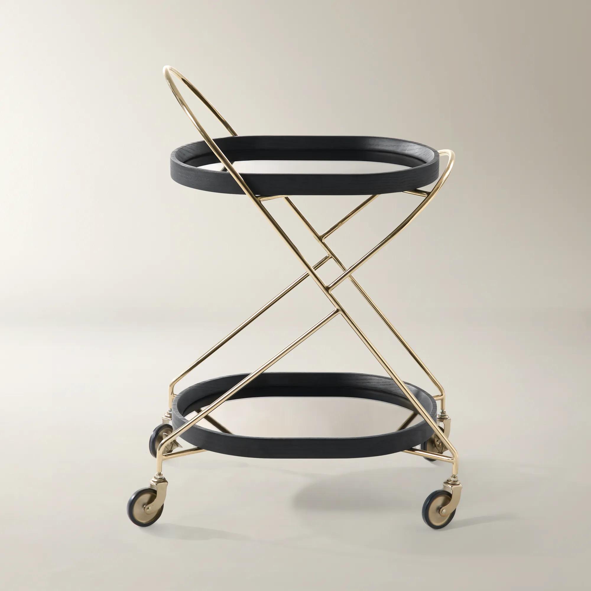 Cleo Black Oak  2-Tier Bar Cart (22.5")
