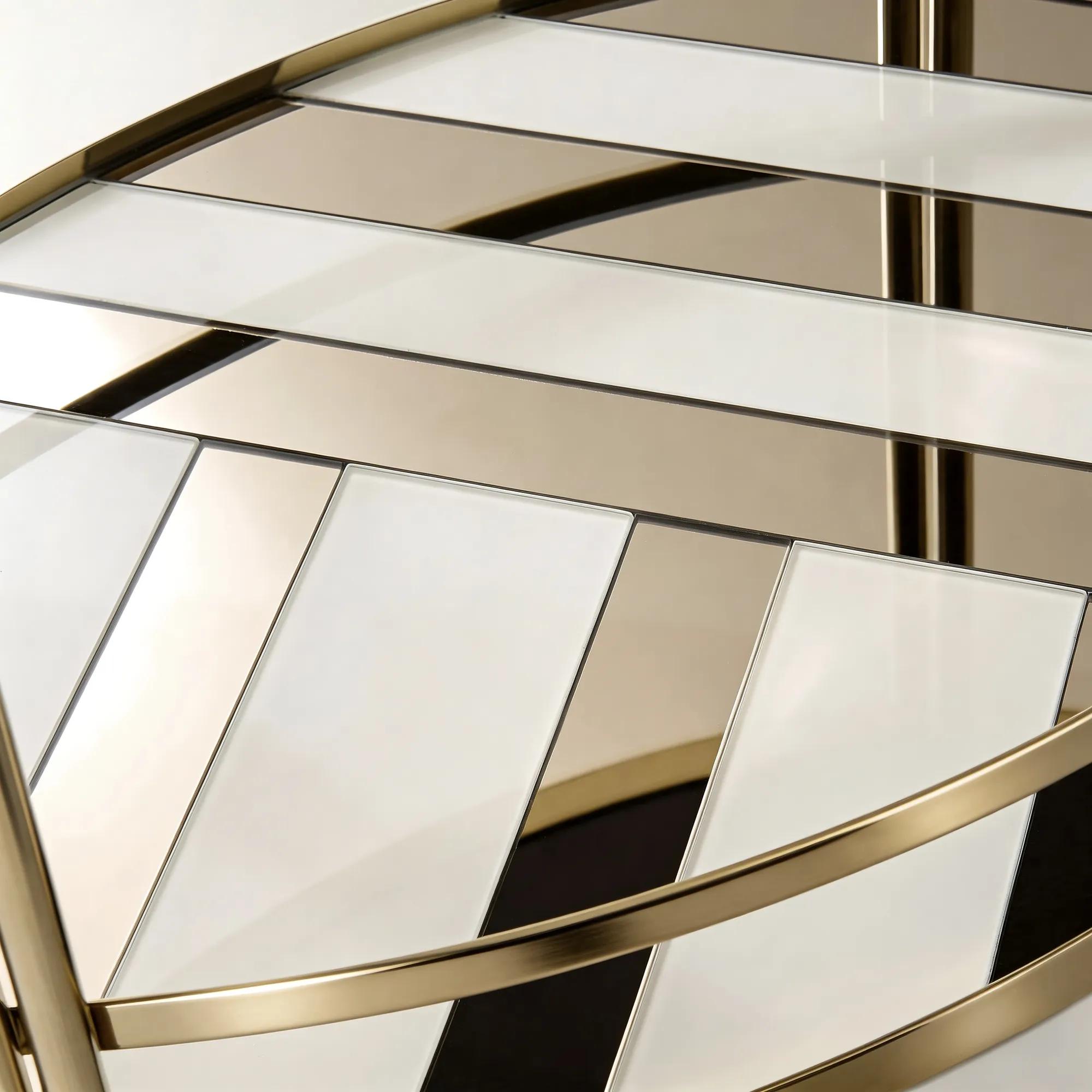 Rivoli Geometric Two - Tone Mirror 2 - Tier Bar Cart （30"）
