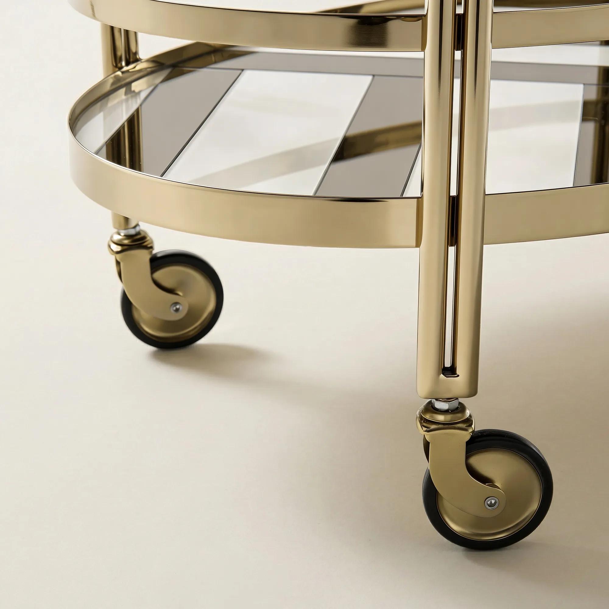 Rivoli Geometric Two - Tone Mirror 2 - Tier Bar Cart （30"）