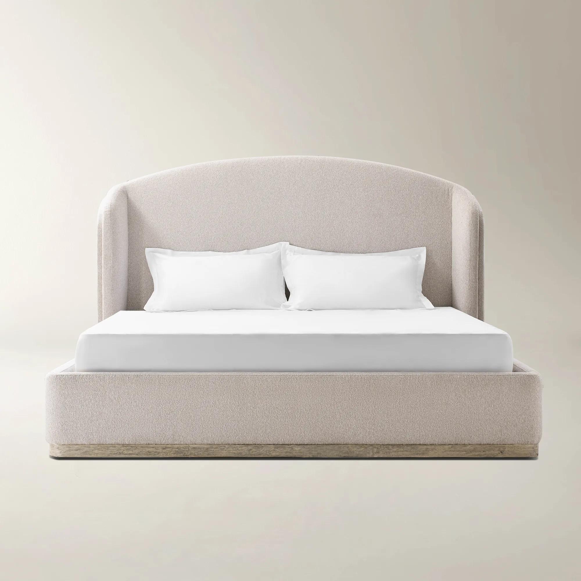 Glimmer Ivory Performance Velvet Upholstered King Platform Bed