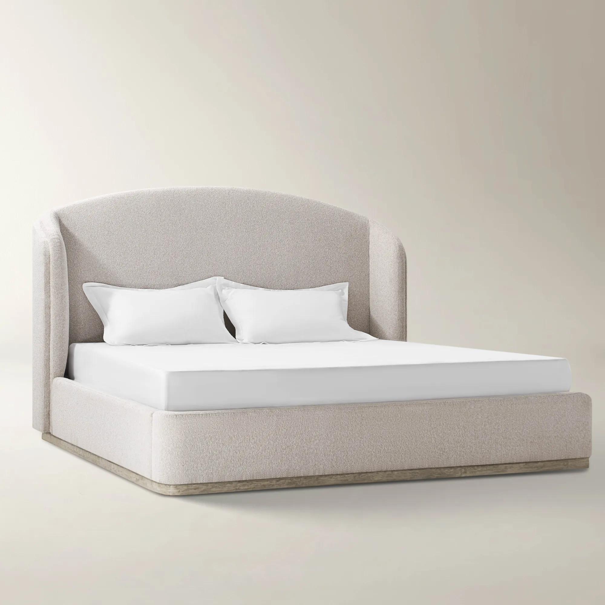Glimmer Ivory Performance Velvet Upholstered King Platform Bed