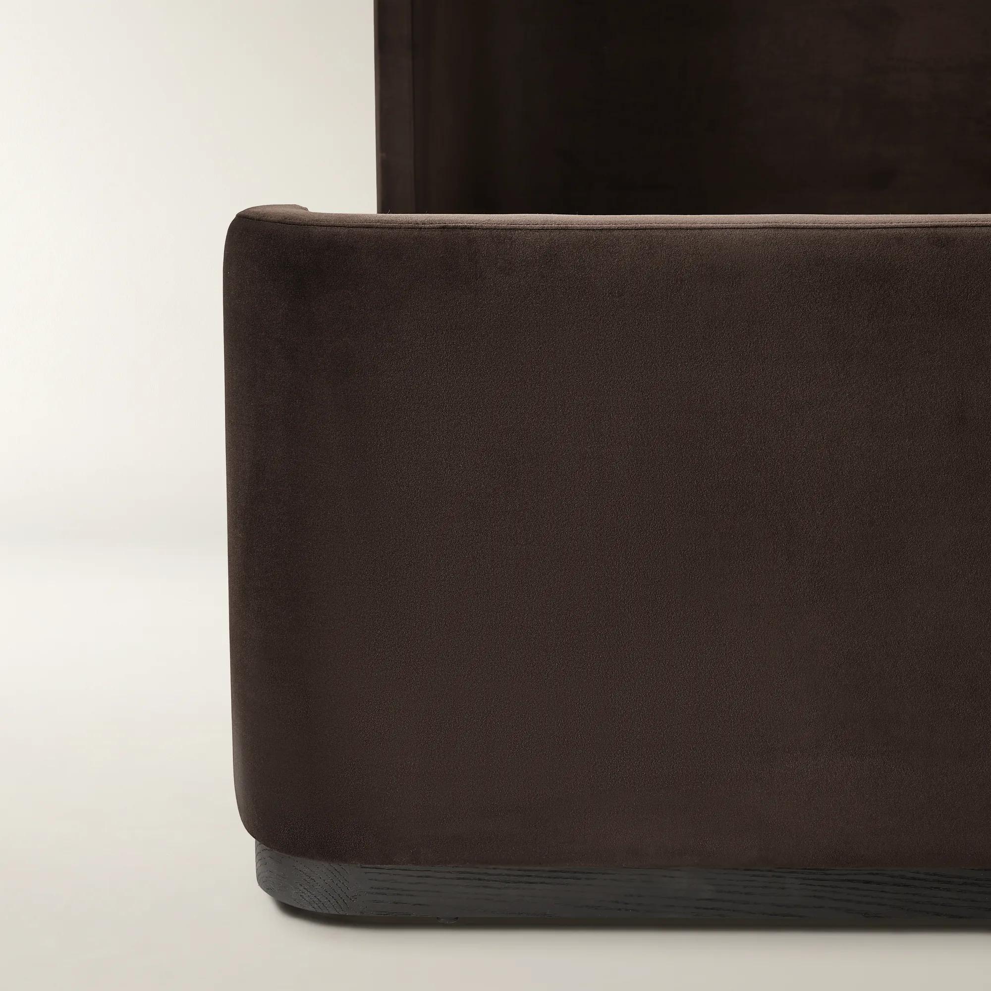 Stria Dark Chocolate Velvet Upholstered Platform Bed