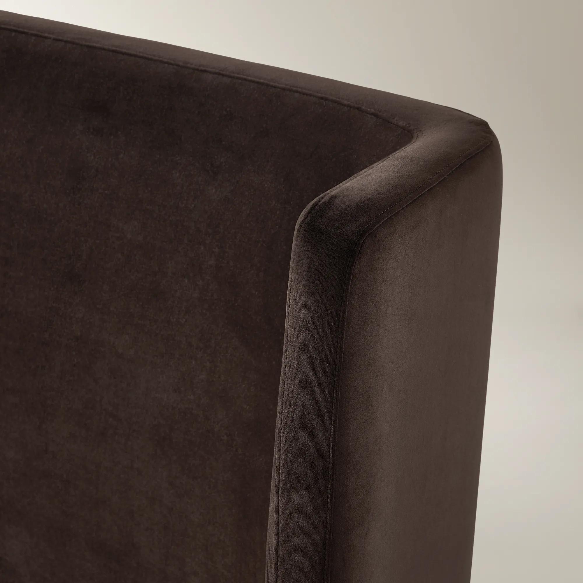 Stria Dark Chocolate Velvet Upholstered Platform Bed