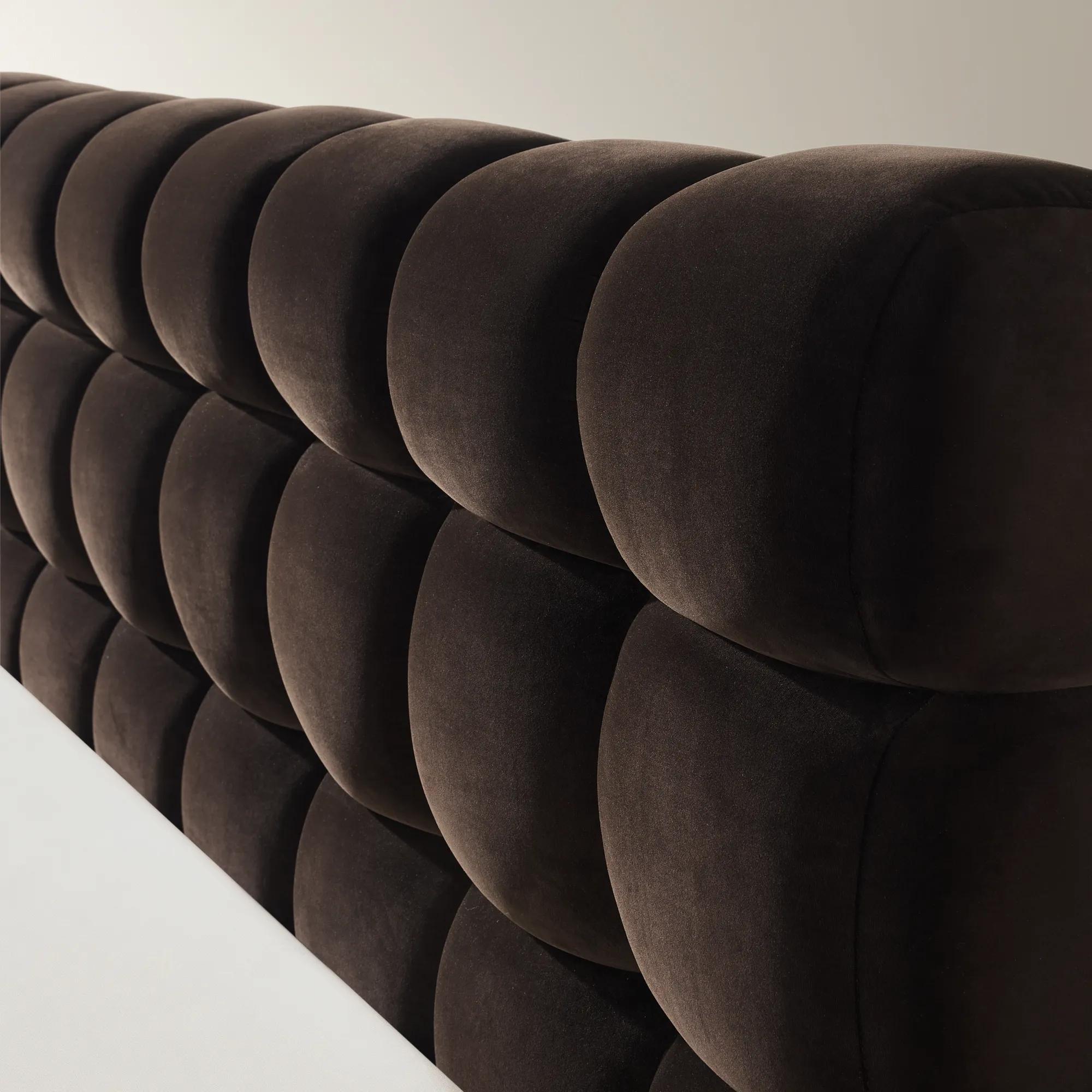 Paloma Tufted Dark Chocolate Velvet Upholstered King Platform Bed