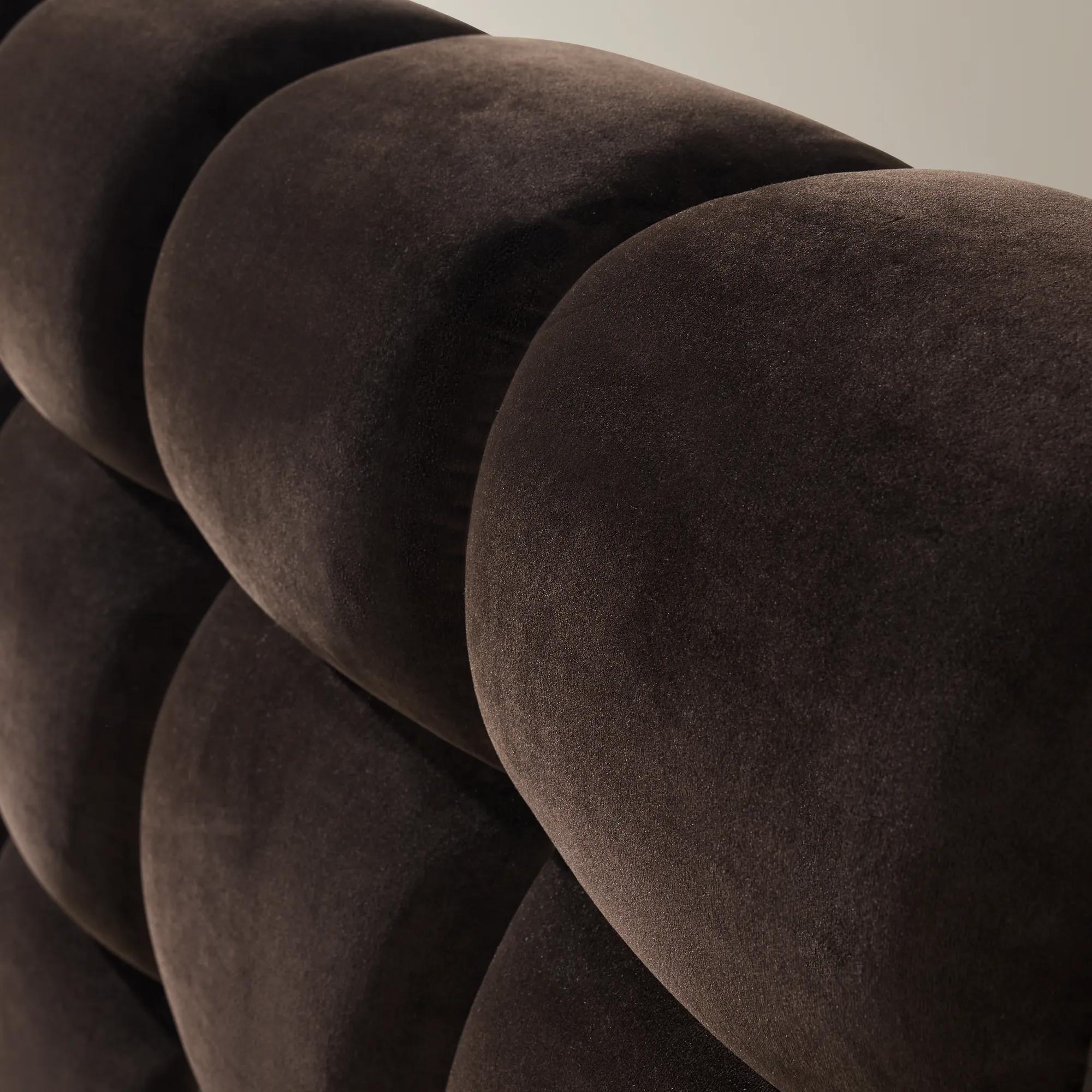 Paloma Tufted Dark Chocolate Velvet Upholstered King Platform Bed