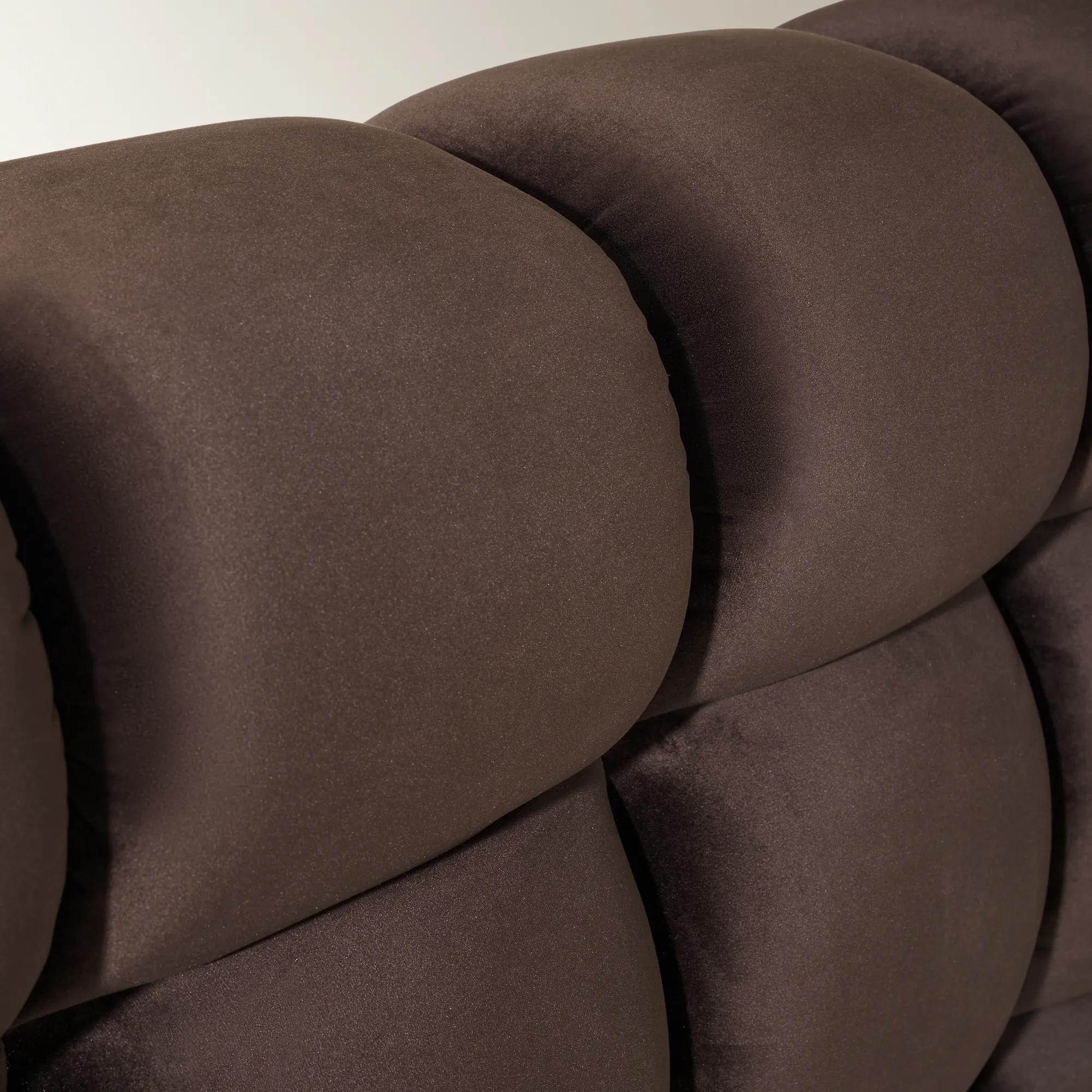 Paloma Tufted Dark Chocolate Velvet Upholstered King Platform Bed