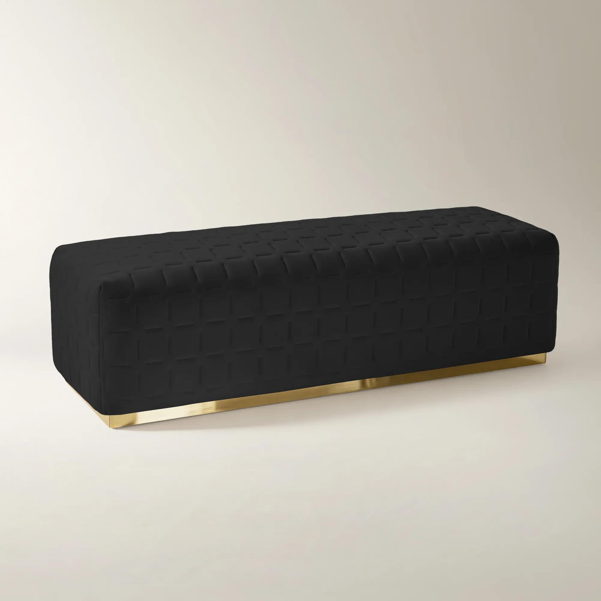 Vanta Quilted Charcoal Velvet Bench (64.6")