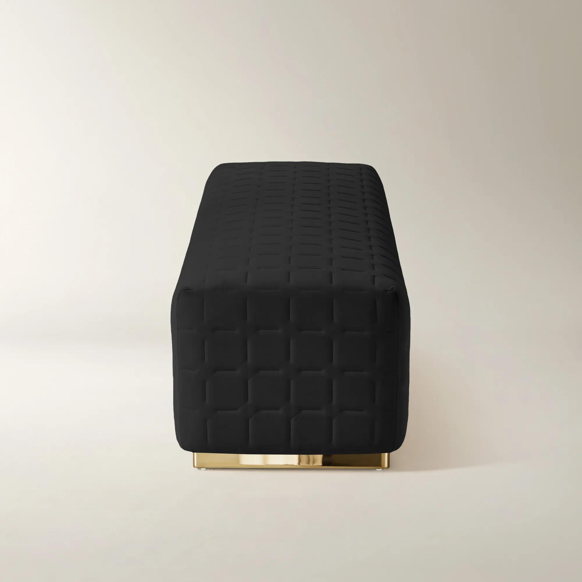 Vanta Quilted Charcoal Velvet Bench (64.6")