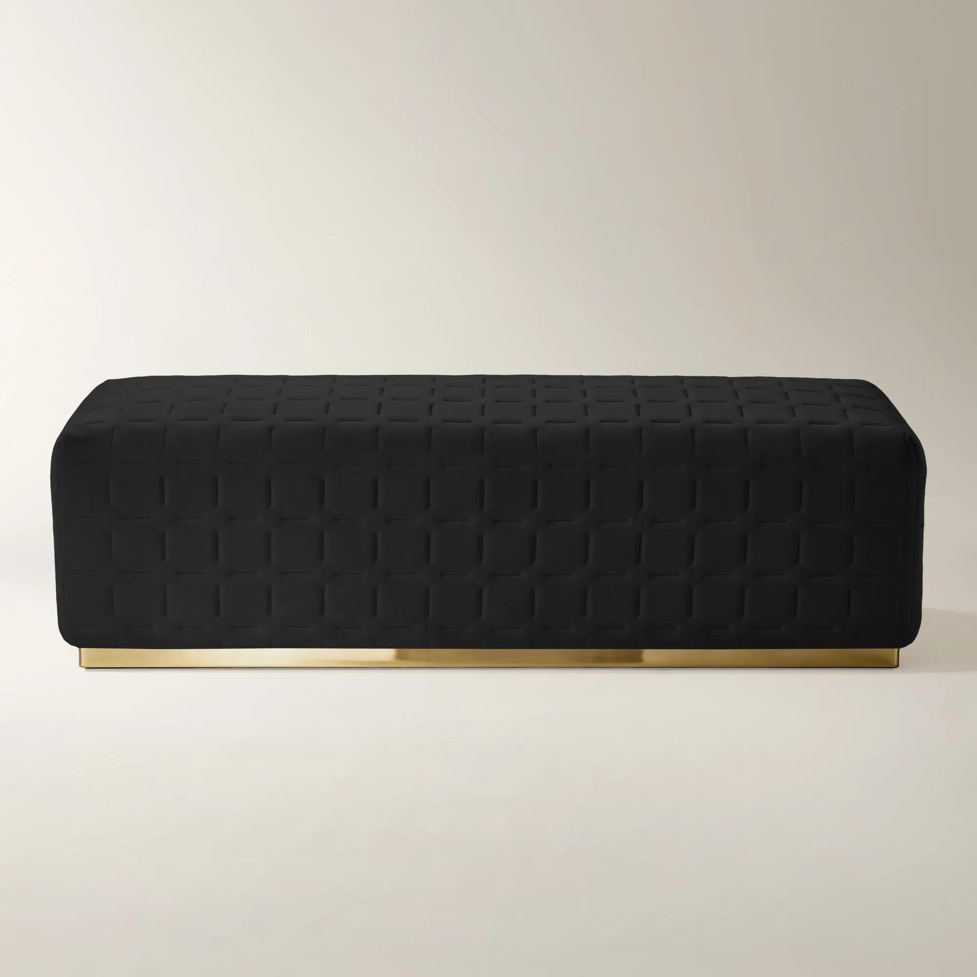 Vanta Quilted Charcoal Velvet Bench (64.6")