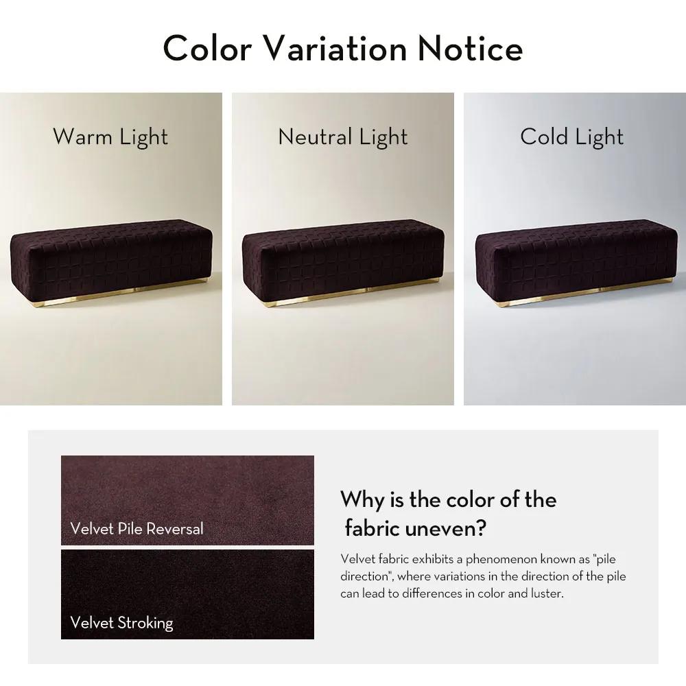 Vanta Quilted Fig Velvet Bench (64.75")