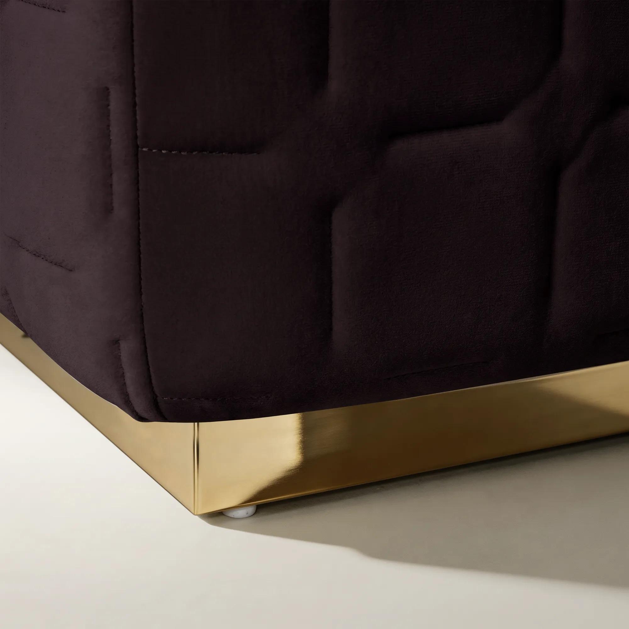 Vanta Quilted Fig Velvet Bench (64.75")
