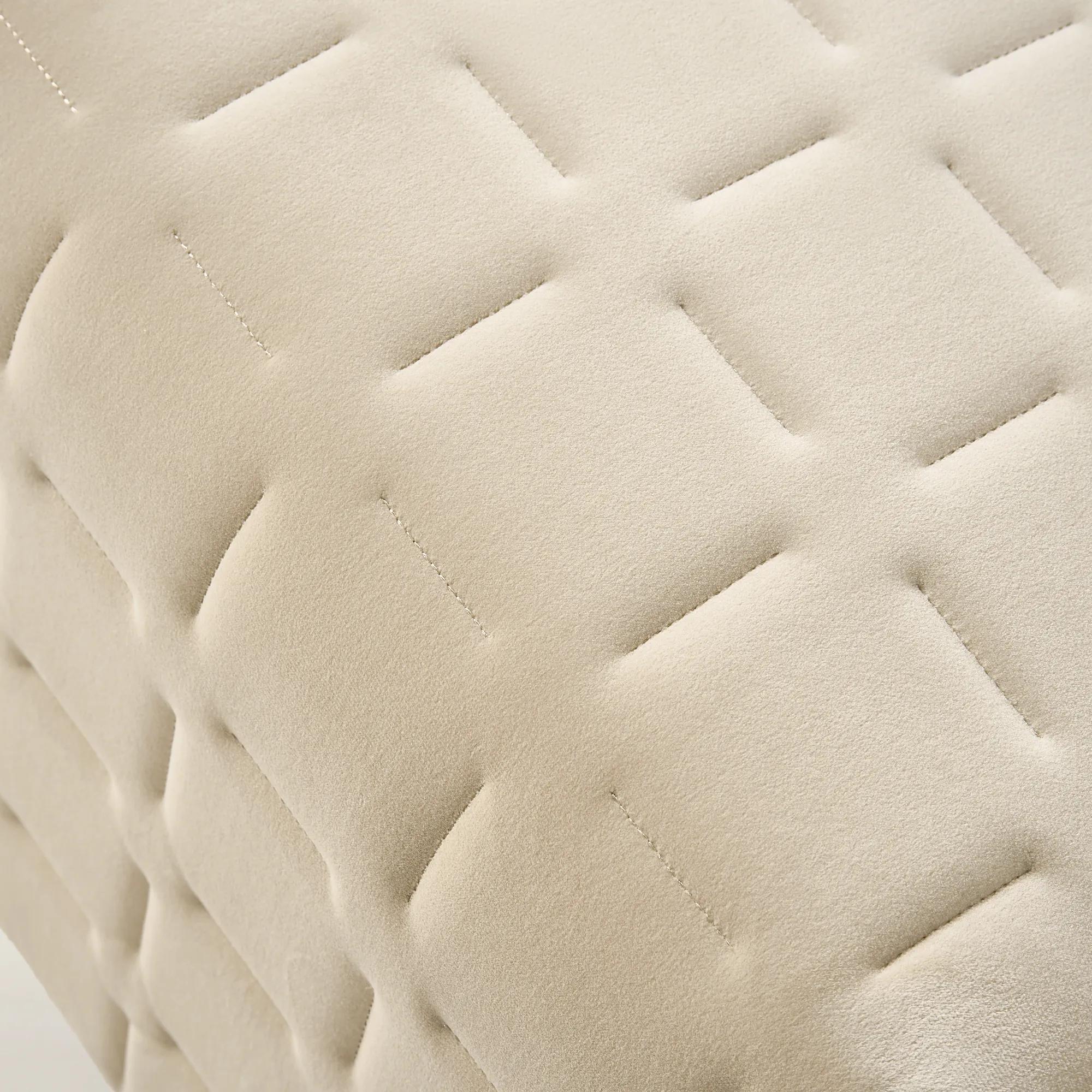 Vanta Quilted Oatmeal Velvet Bench (64.6")