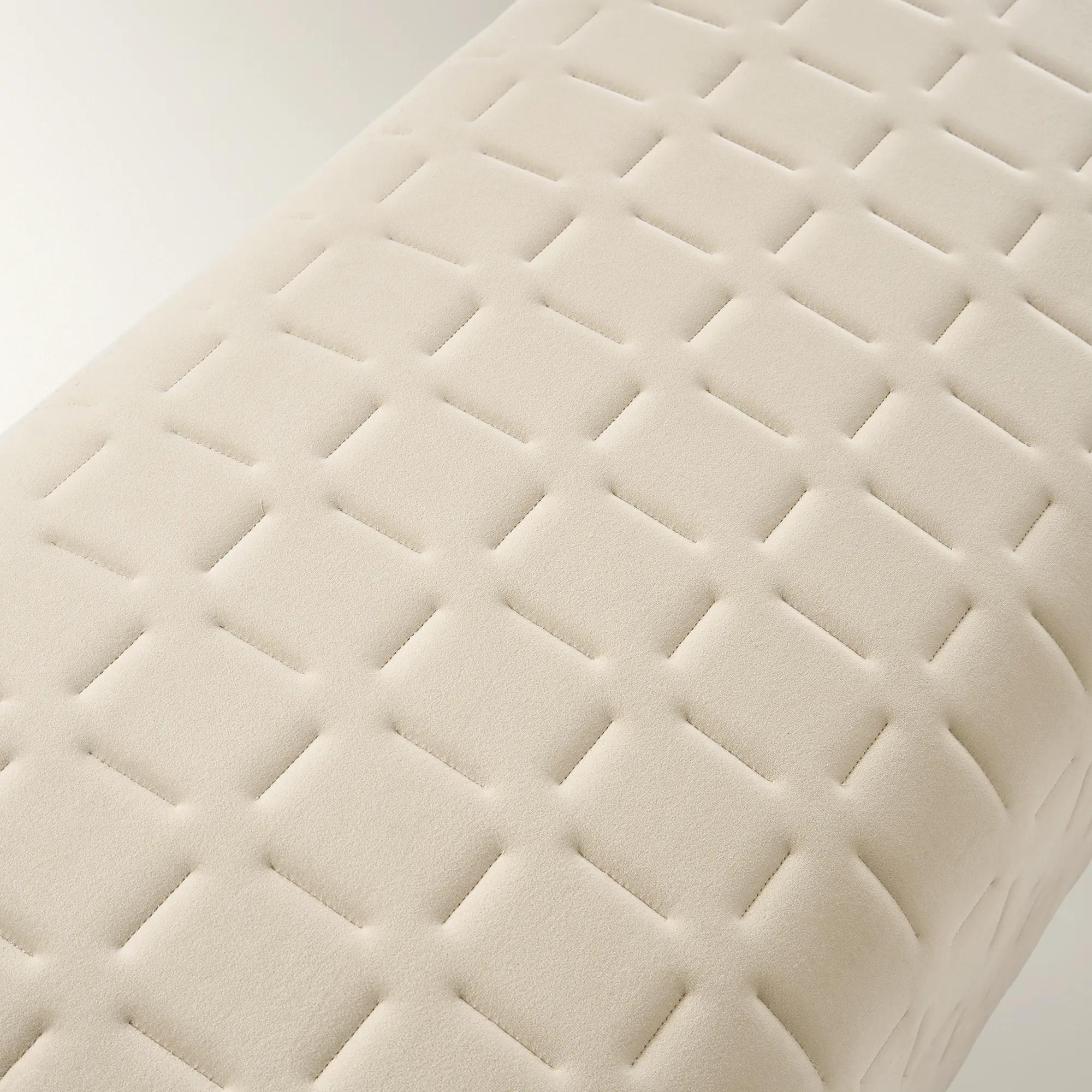 Vanta Quilted Oatmeal Velvet Bench (64.6")
