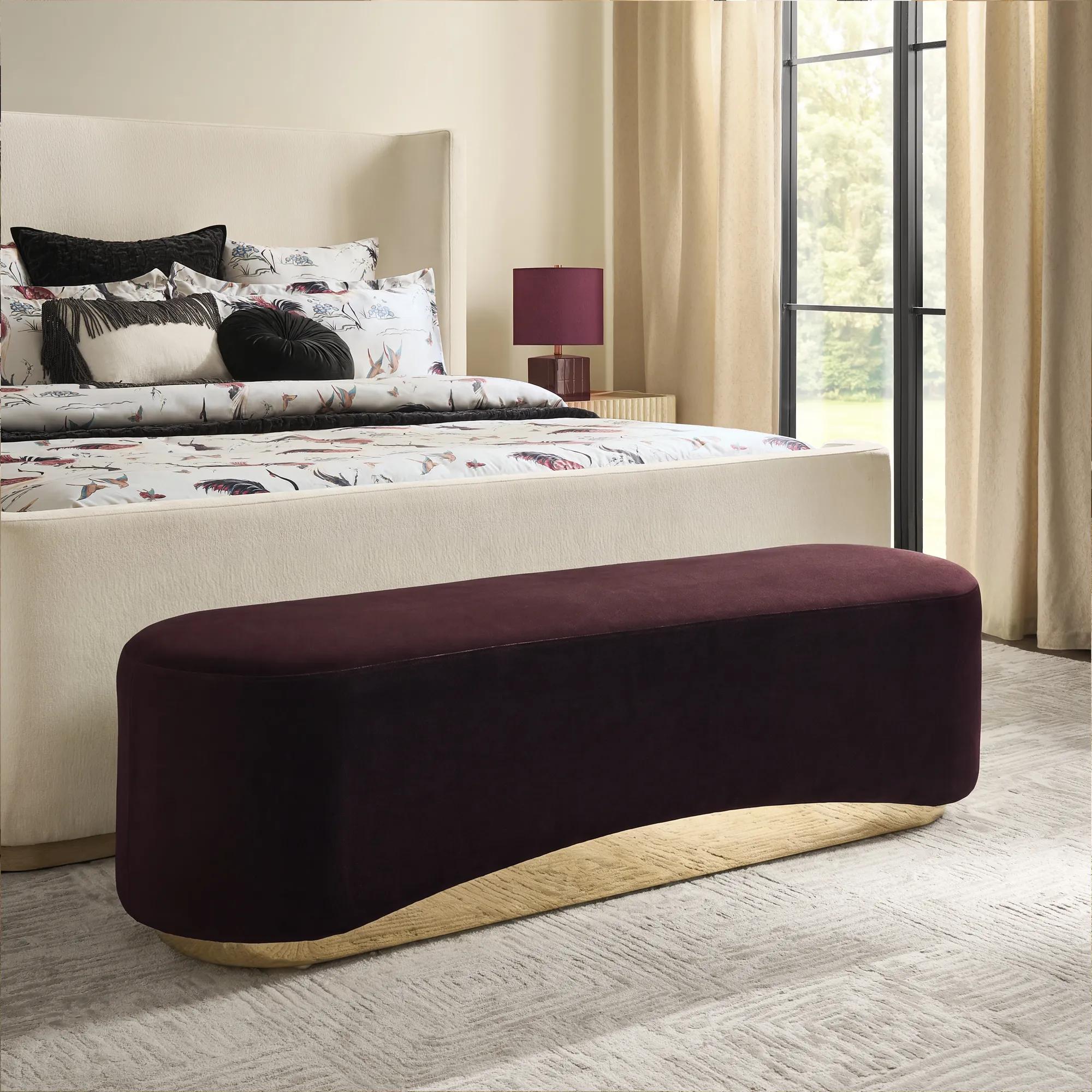 Kendra Fig Velvet Bench （70.47"）