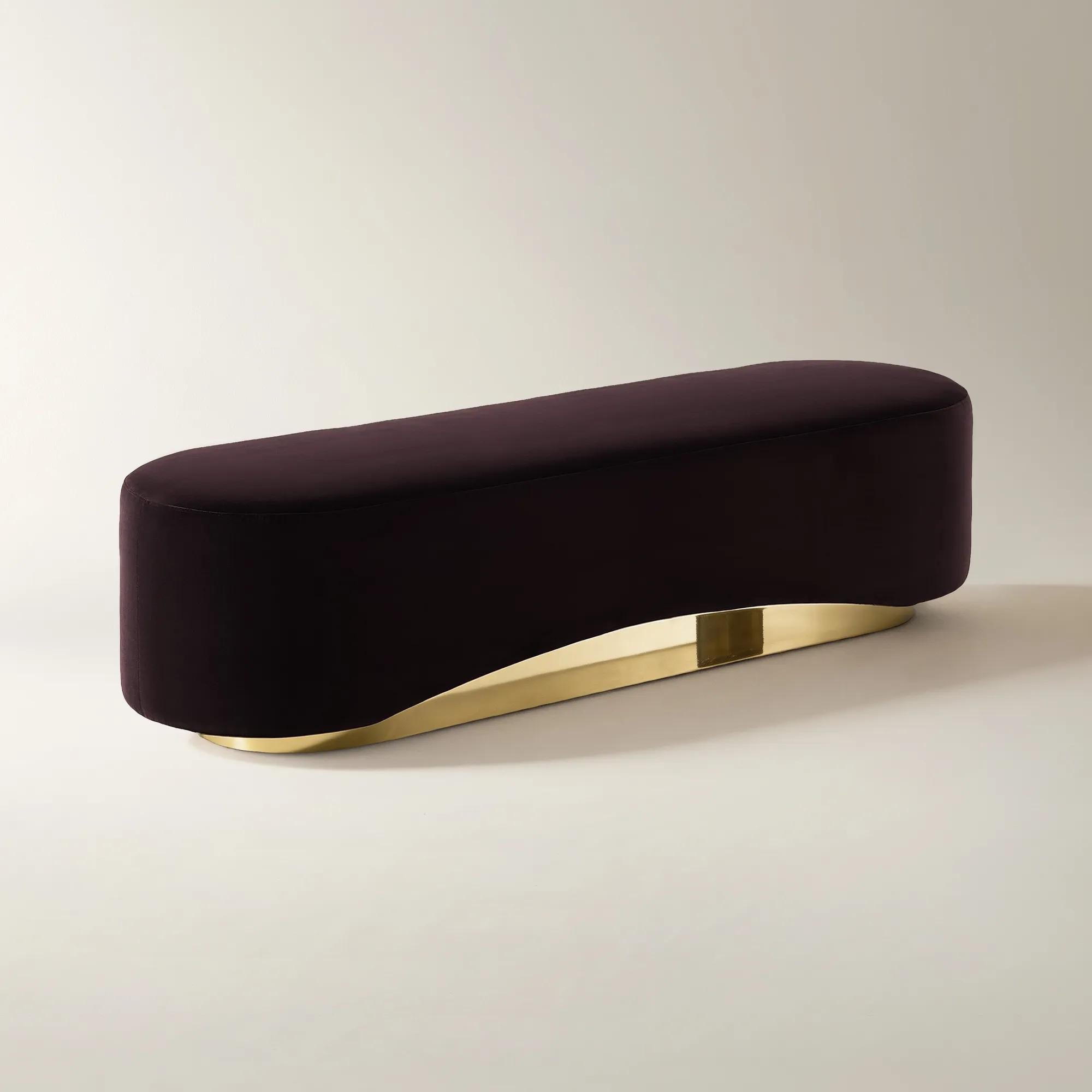 Kendra Fig Velvet Bench （70.47"）