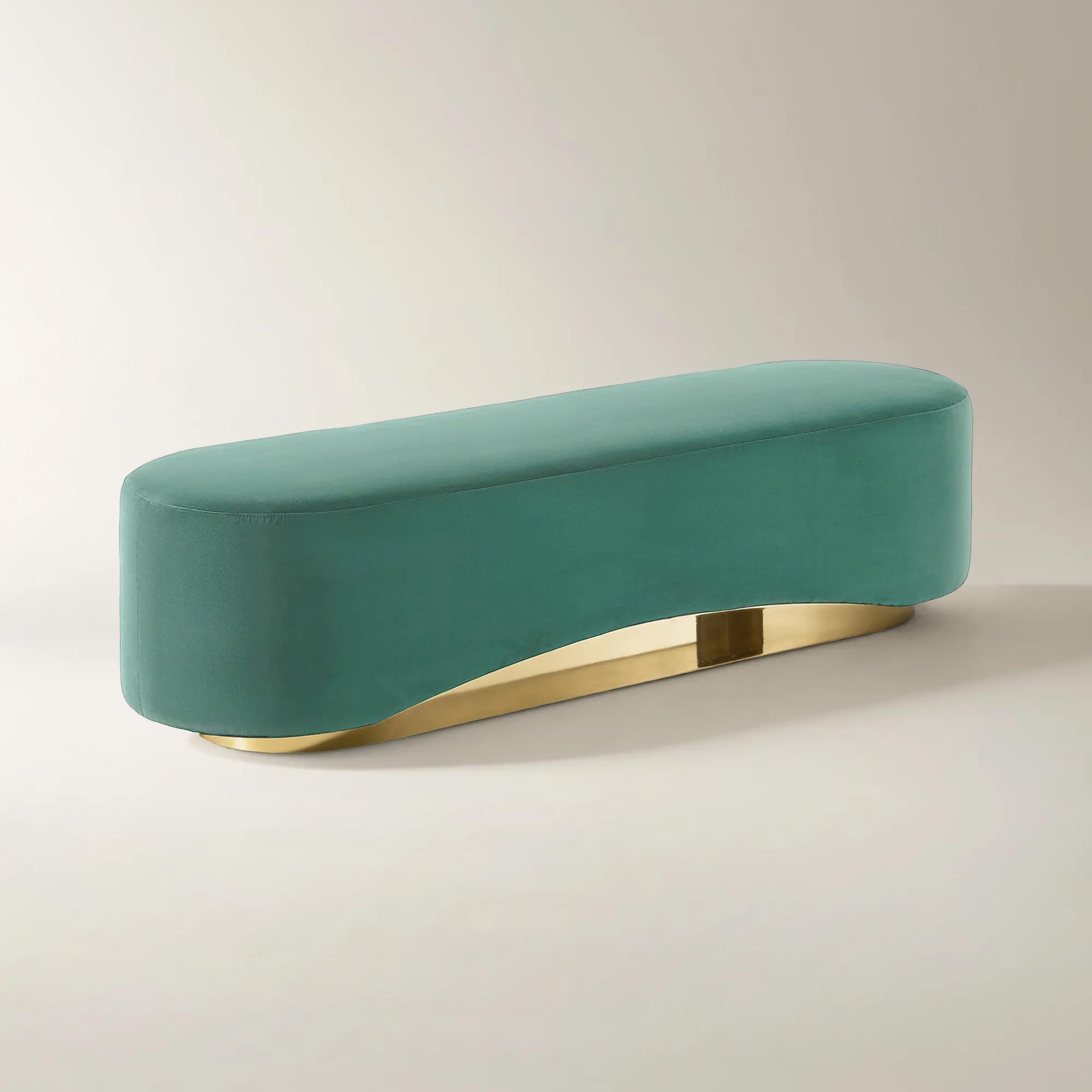Kendra Ocean Teal Velvet Bench （70.47"）
