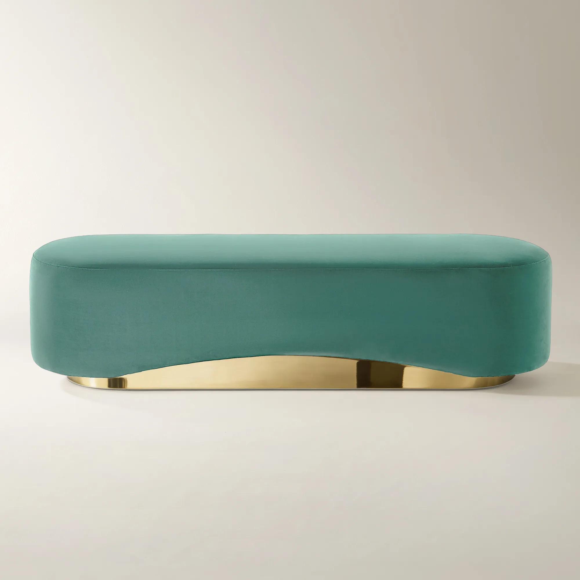 Kendra Ocean Teal Velvet Bench （70.47"）