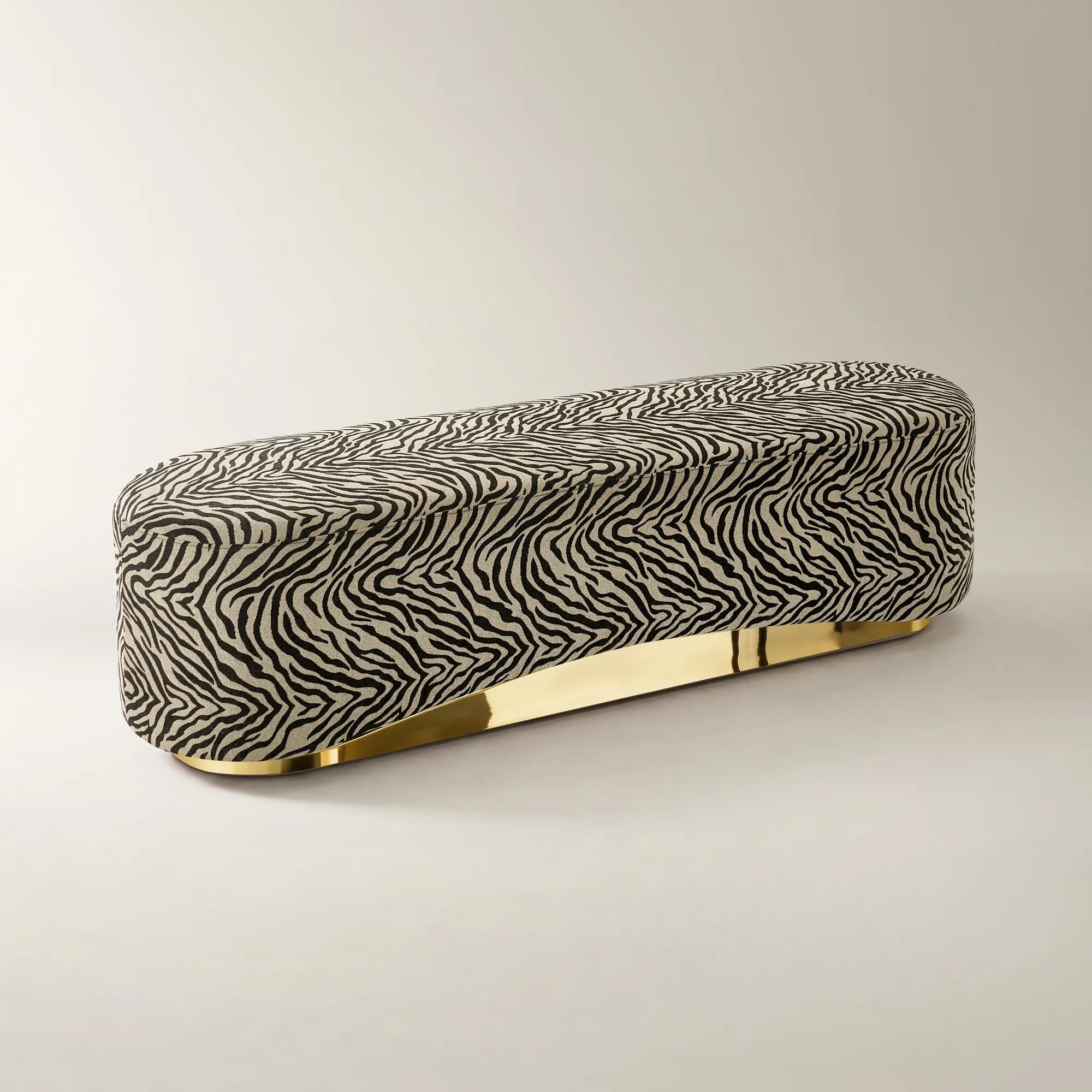 Kendra Zebra Performance Chenille Bench （69.5"）