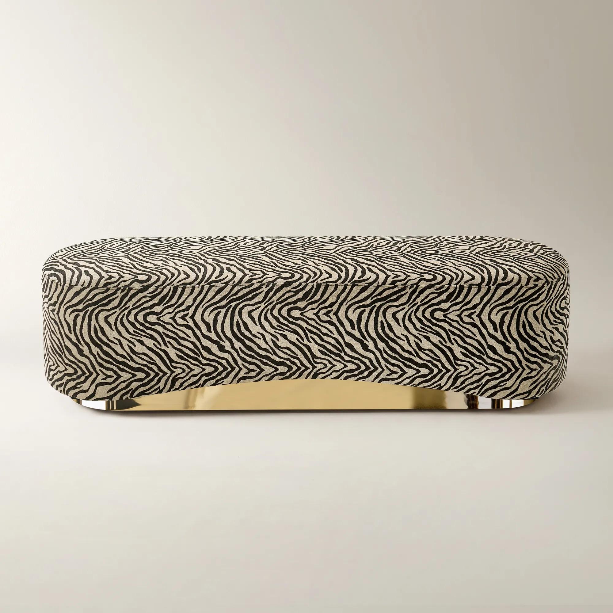 Kendra Zebra Performance Chenille Bench （69.5"）