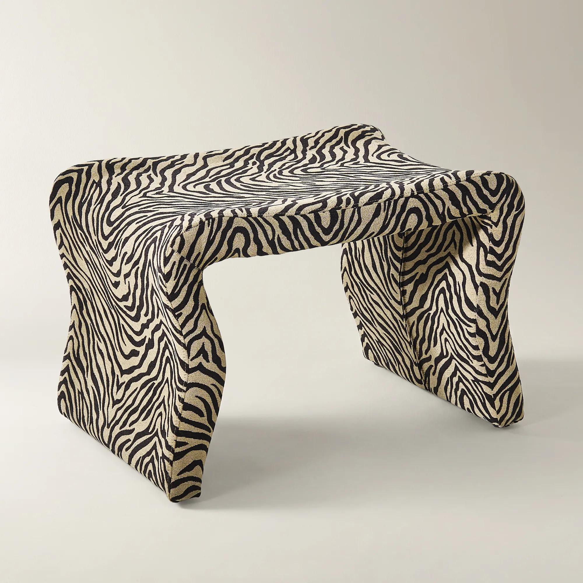 Romy Zebra Performance Chenille Bench (29.7")