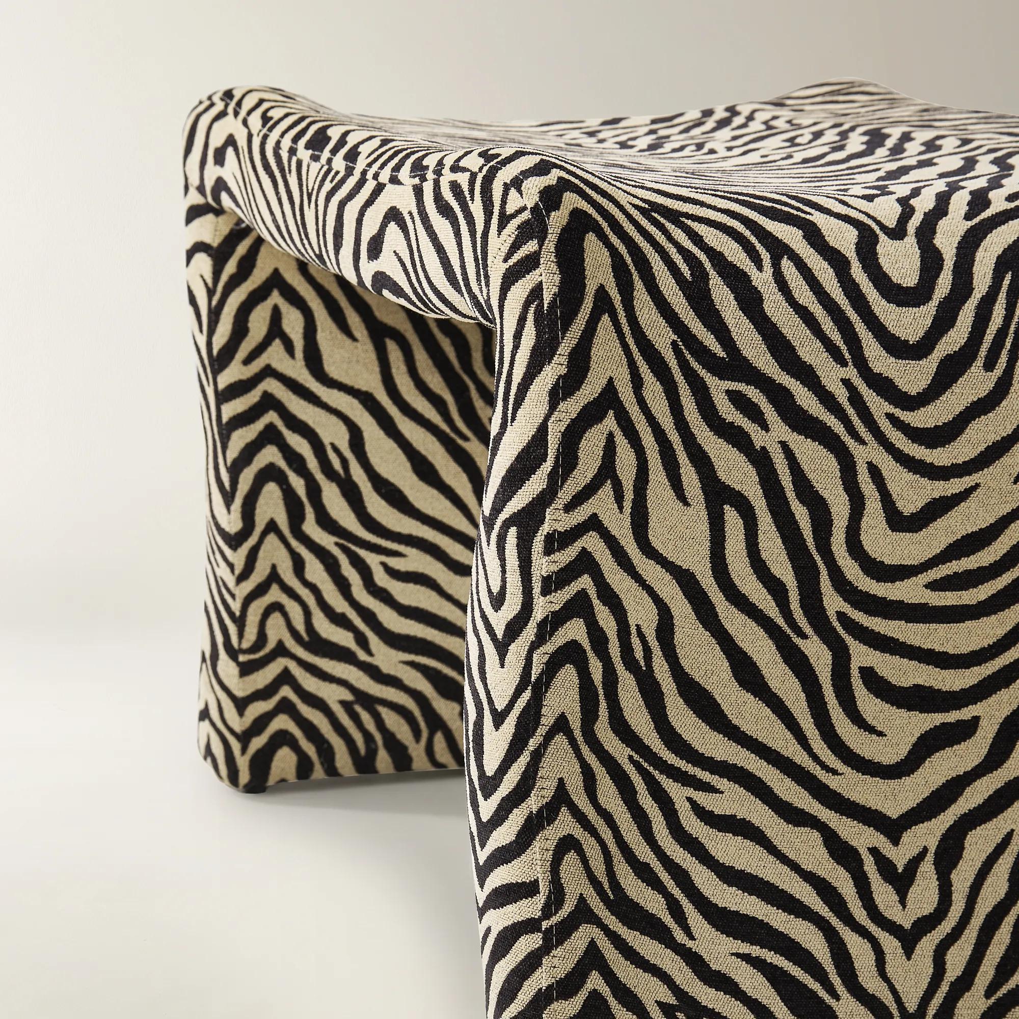 Romy Zebra Performance Chenille Bench (29.7")