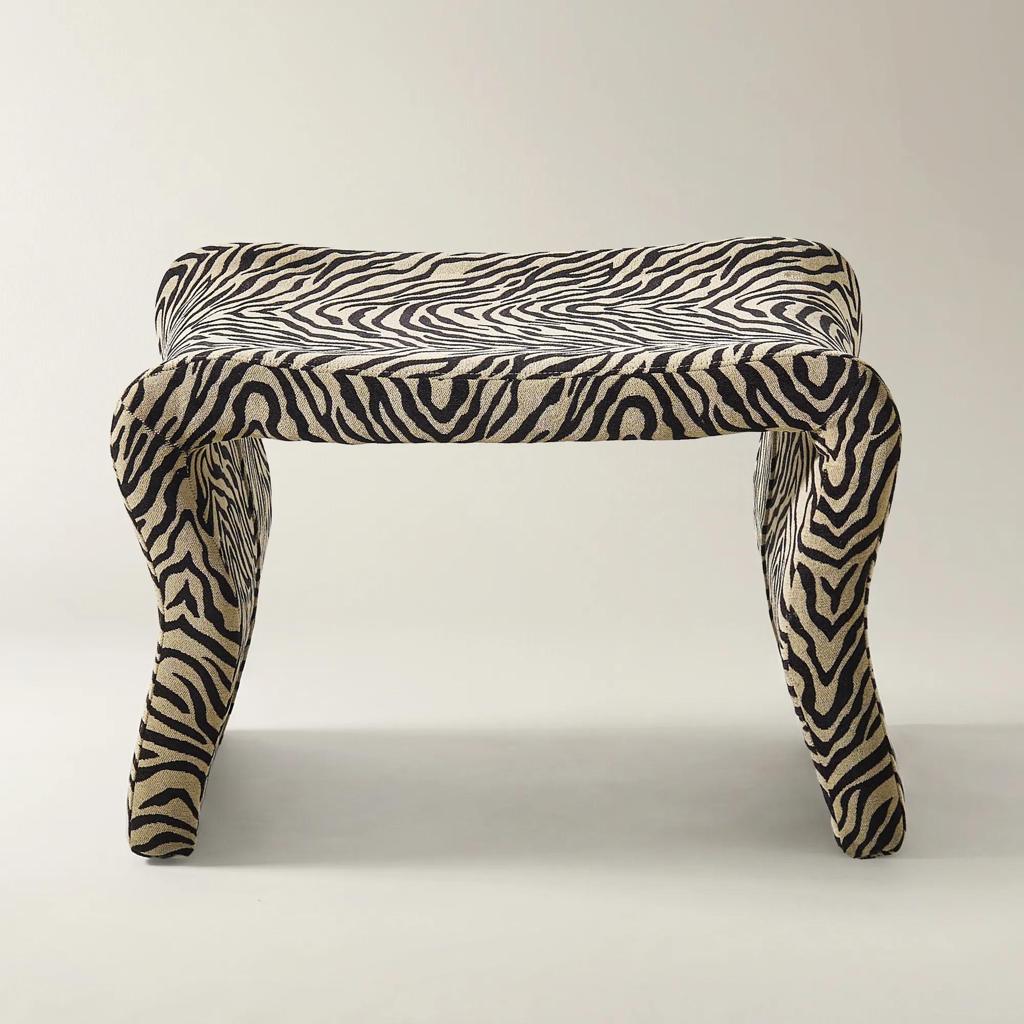 Romy Zebra Performance Chenille Bench (29.7")