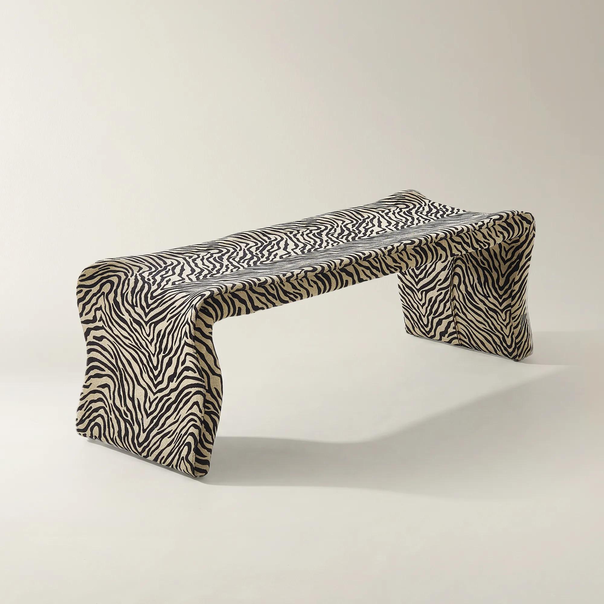 Romy Zebra Performance Chenille Bench (62")