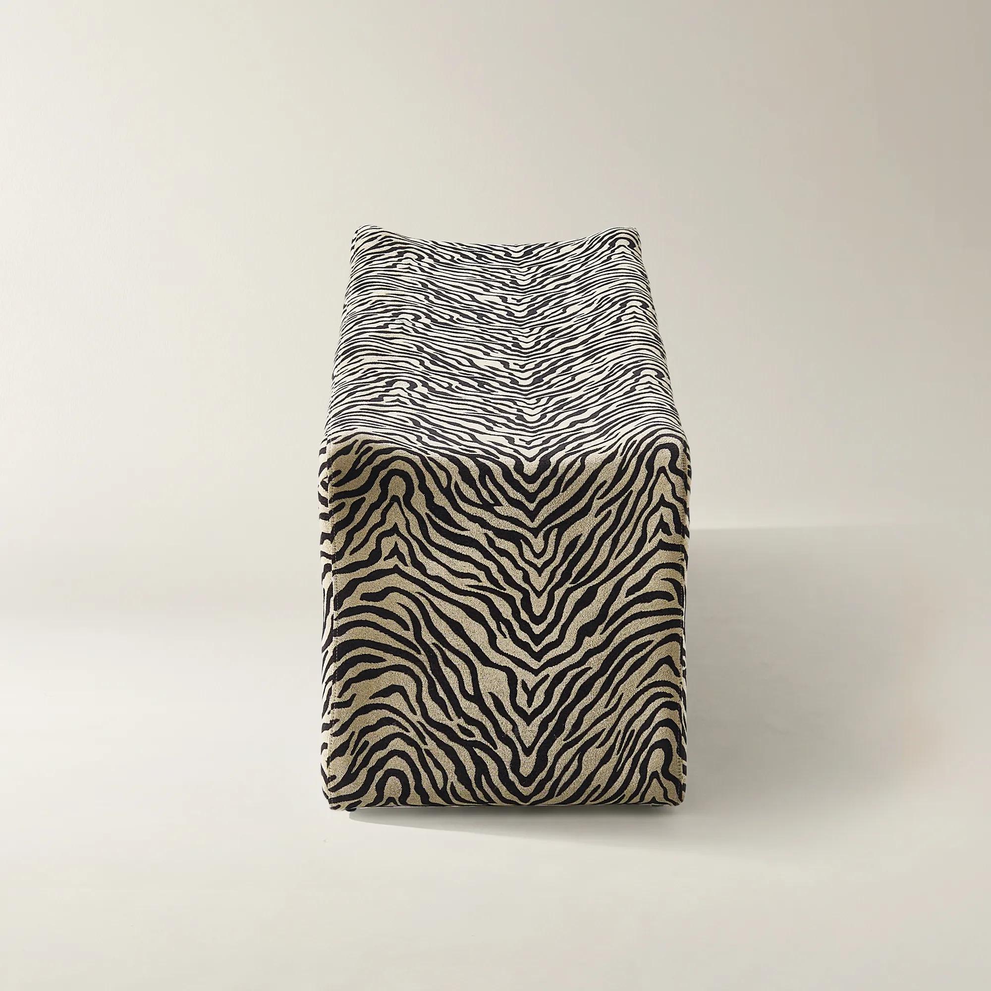 Romy Zebra Performance Chenille Bench (62")