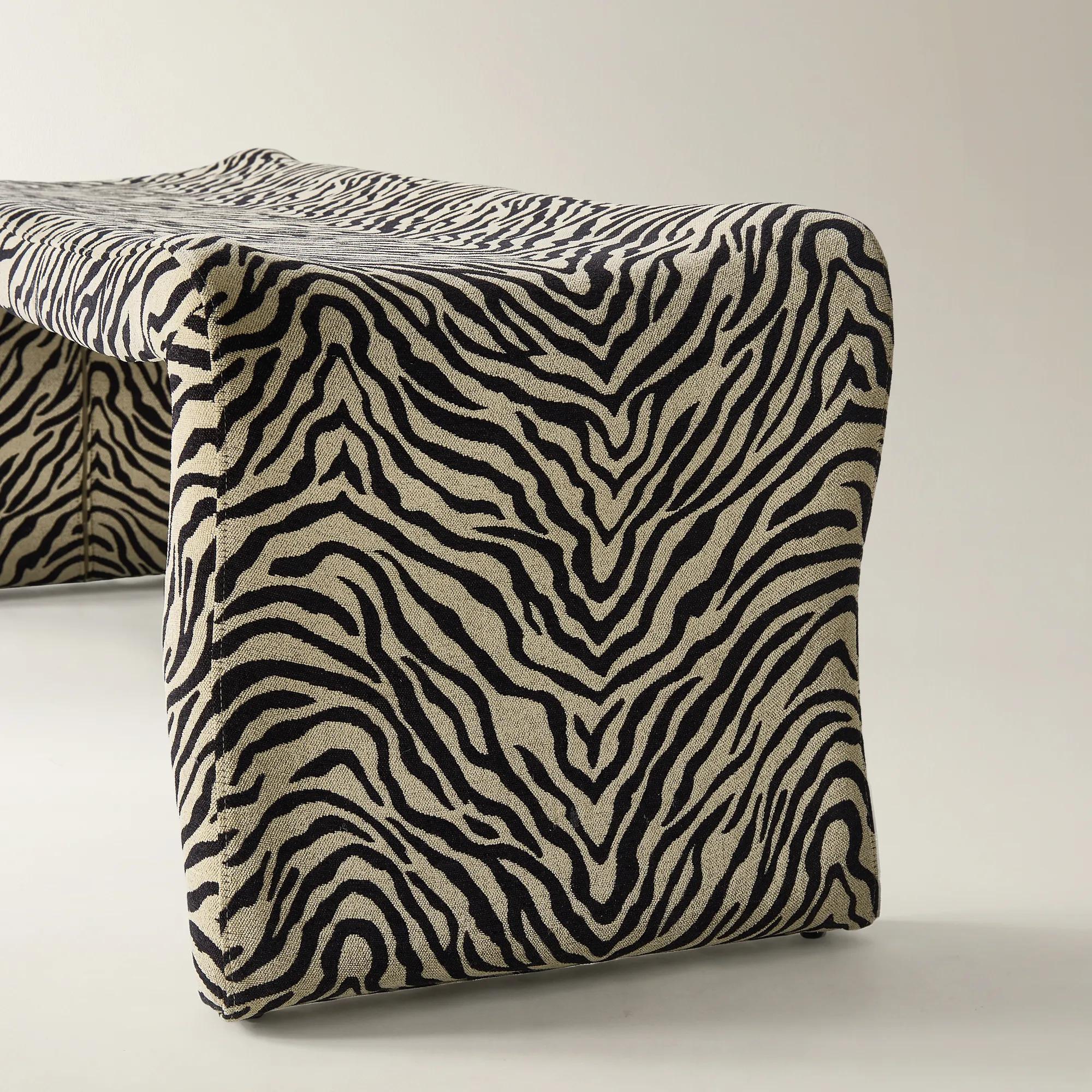 Romy Zebra Performance Chenille Bench (62")