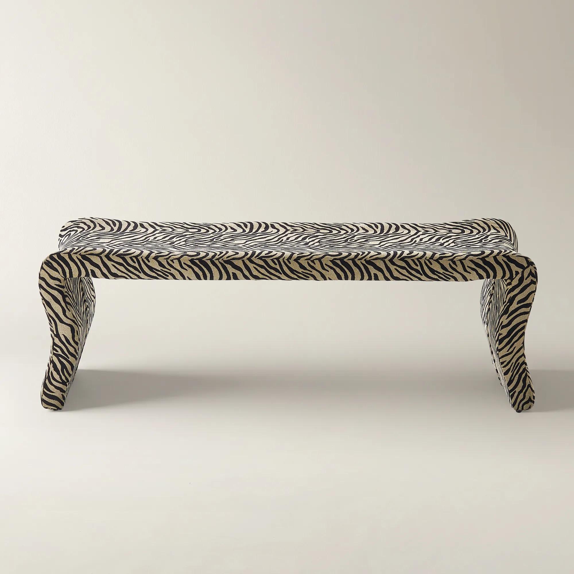 Romy Zebra Performance Chenille Bench (62")