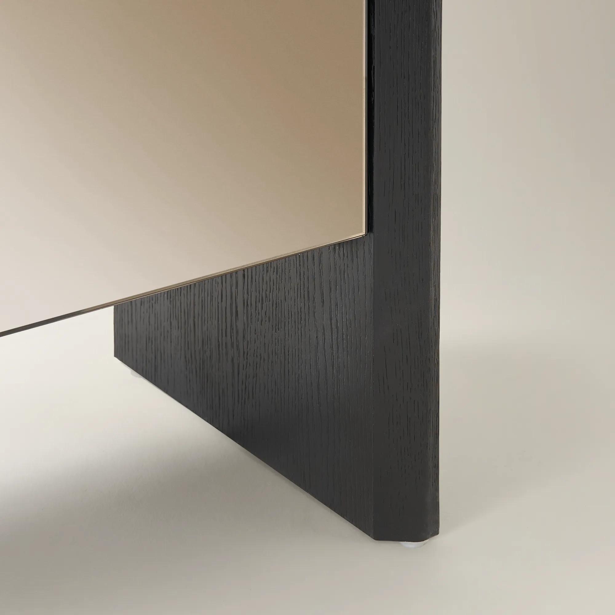 Glimmer Black Oak Bookcase With Mirrored Door (80")