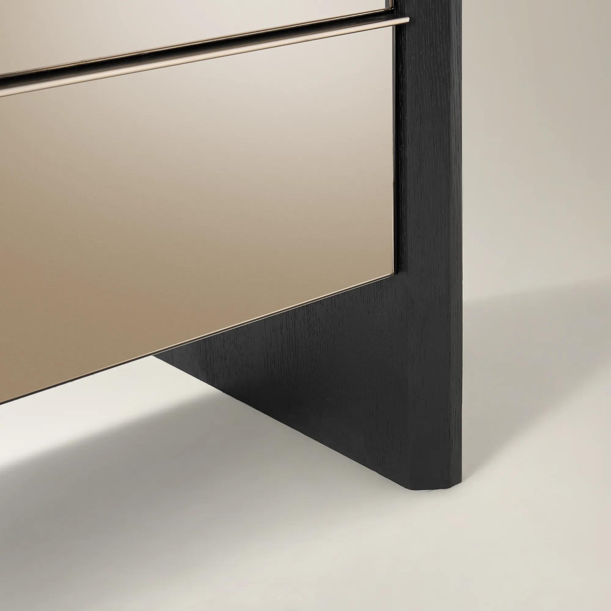Glimmer Black Oak Bookcase With Mirrored Door (80")