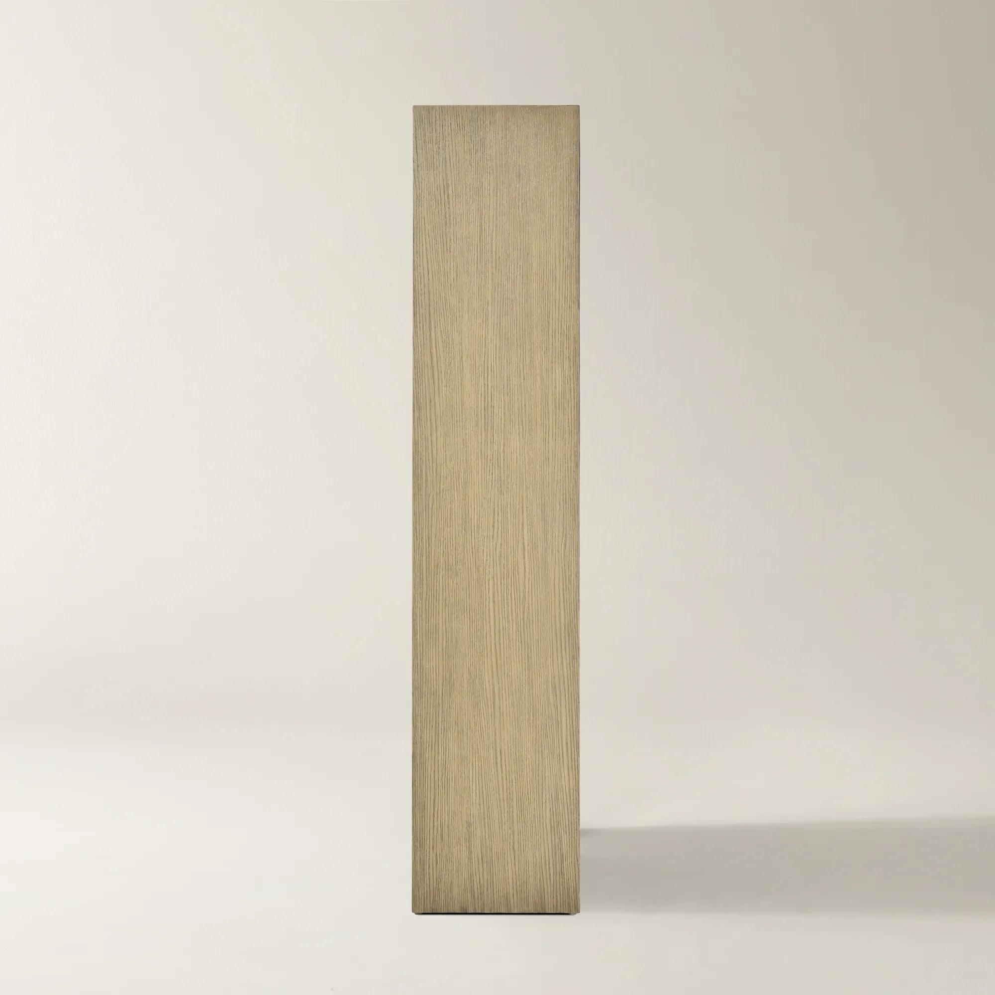 Glimmer Sea Drift Oak Bookcase With Mirrored Door (80")