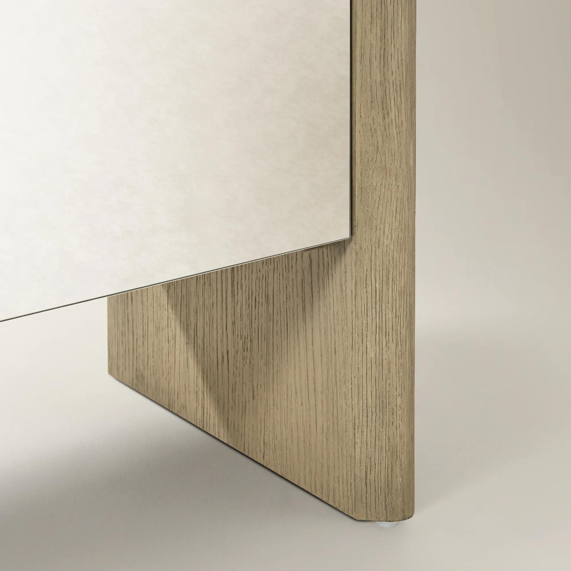Glimmer Sea Drift Oak Bookcase With Mirrored Door (80")