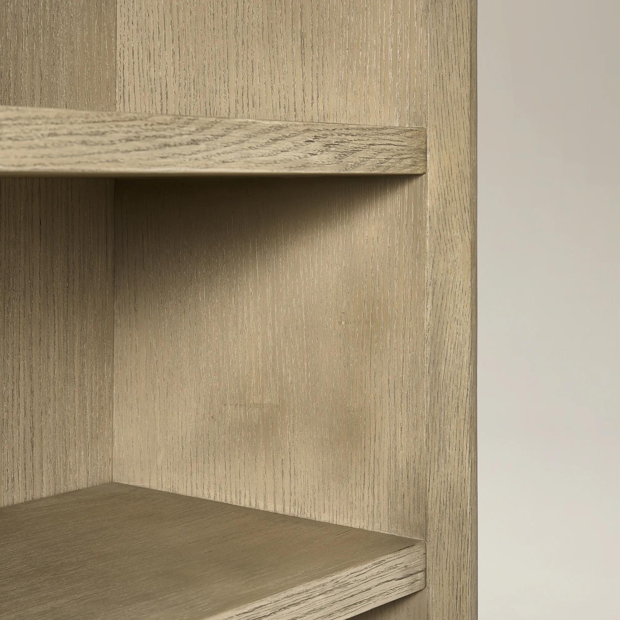 Glimmer Sea Drift Oak Bookcase With Mirrored Door (80")
