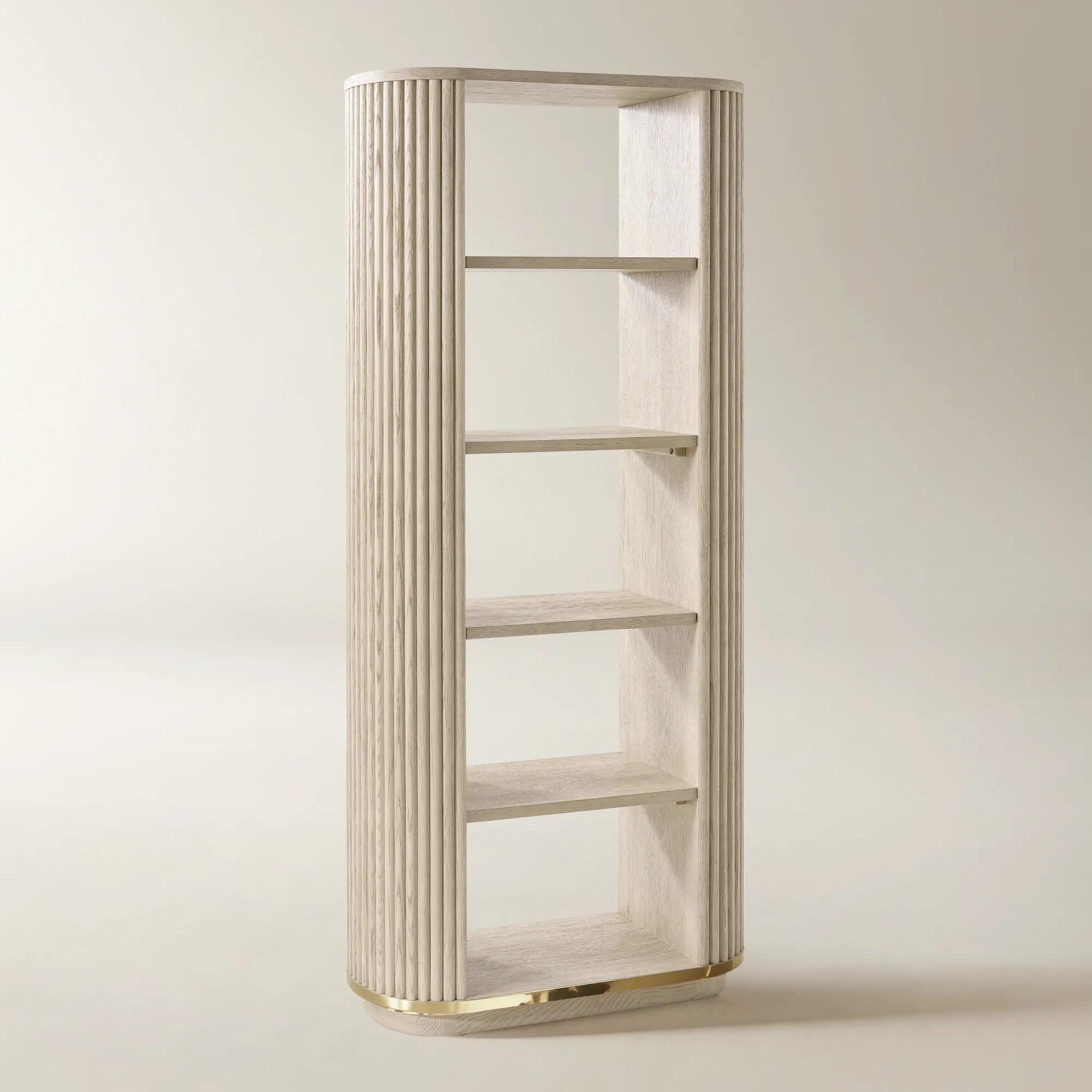 Stria Reeded White Oak Open Bookcase (80")