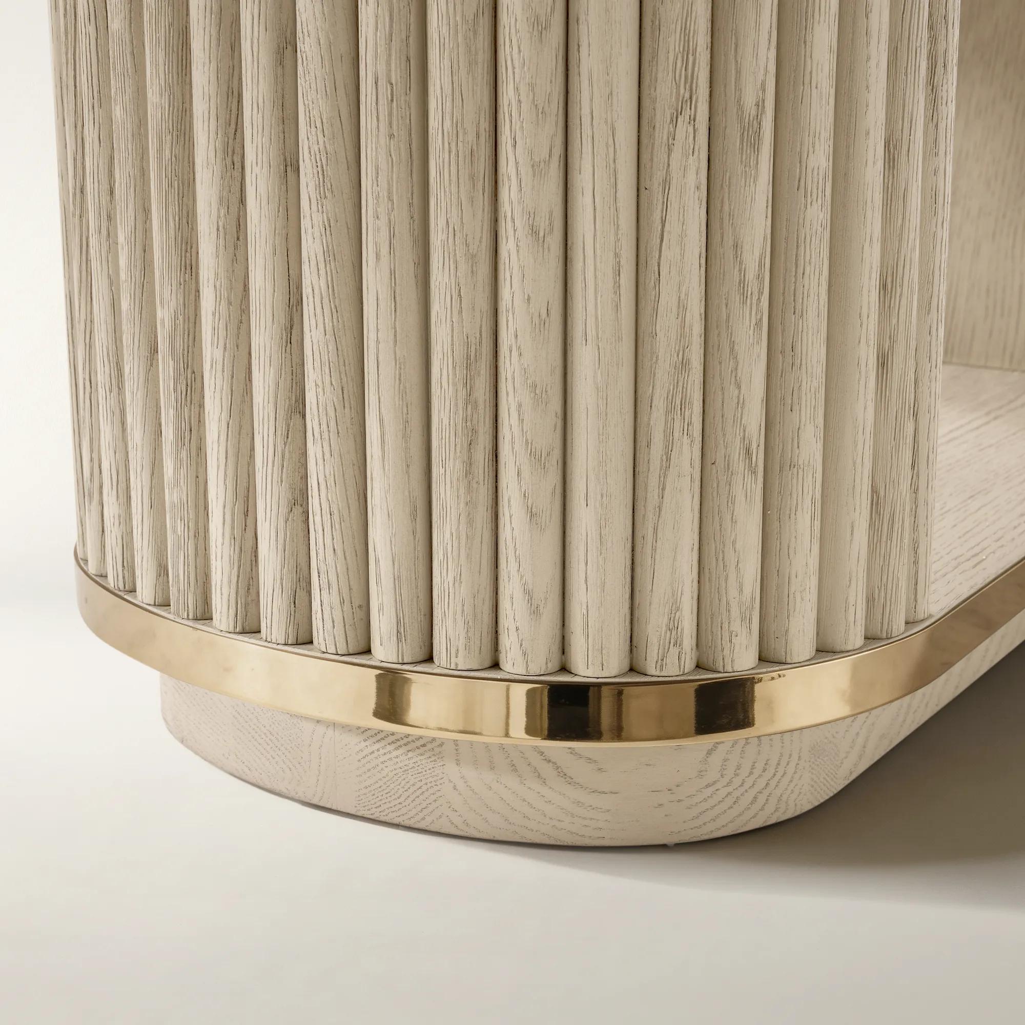 Stria Reeded White Oak Open Bookcase (80")