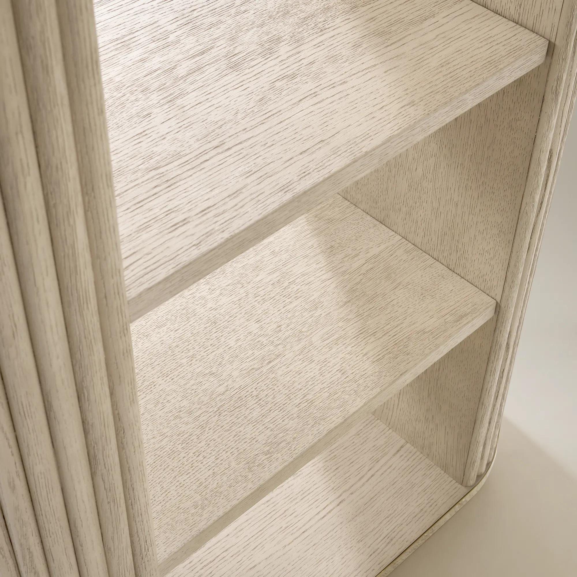 Stria Reeded White Oak Open Bookcase (80")